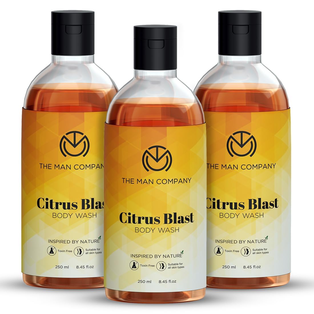Citrus Blast Perfumed Body Wash for Men - 3 Pack (250ml Each) | Energizing Shower Gel for Deep Cleansing & Cooling Refreshment | Toxin-Free Formula | Perfect for Morning Showers & Post-Workout Revitalization