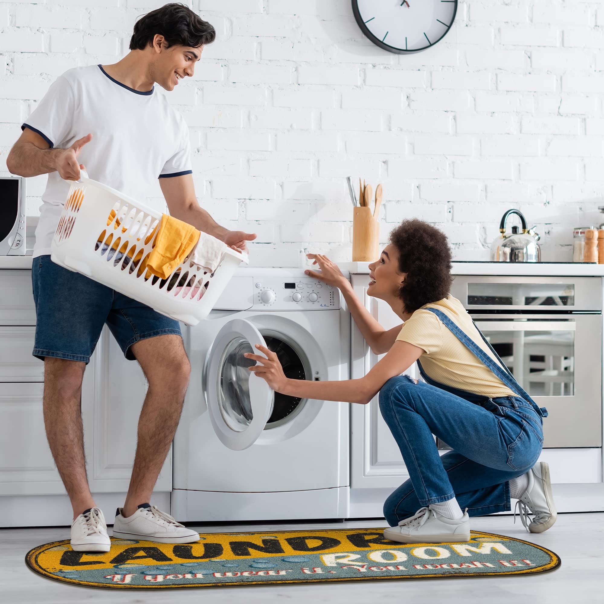 Non-Slip Rubberback Laundry Runner Rug - Machine Washable Bubbles Design 20
