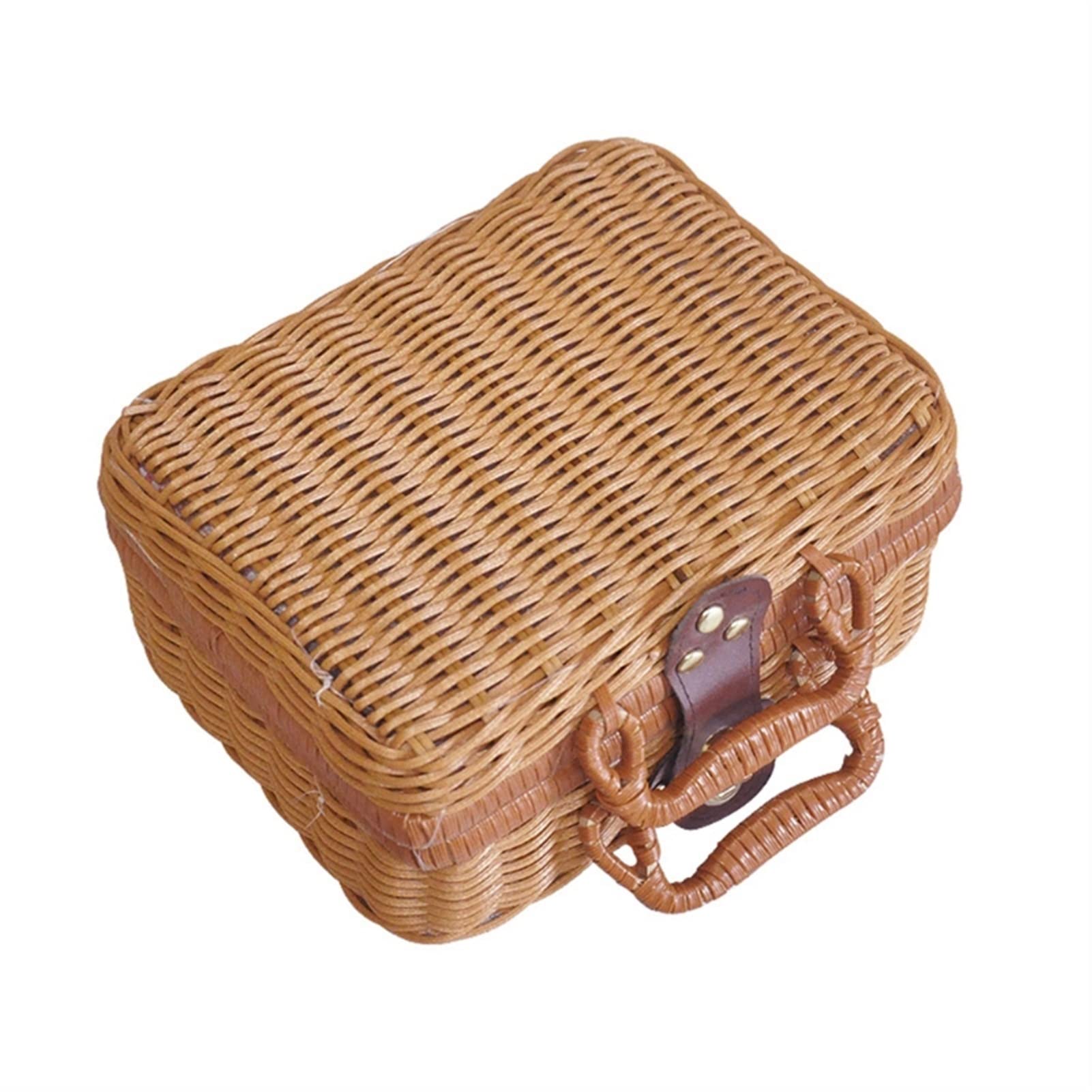 Premium Rattan Picnic Basket with Double Handle - Medium Size Outdoor Storage Suitcase for Camping, Travel & Party Accessories | Perfect for Beach Outings, Garden Gatherings & Picnic Essentials