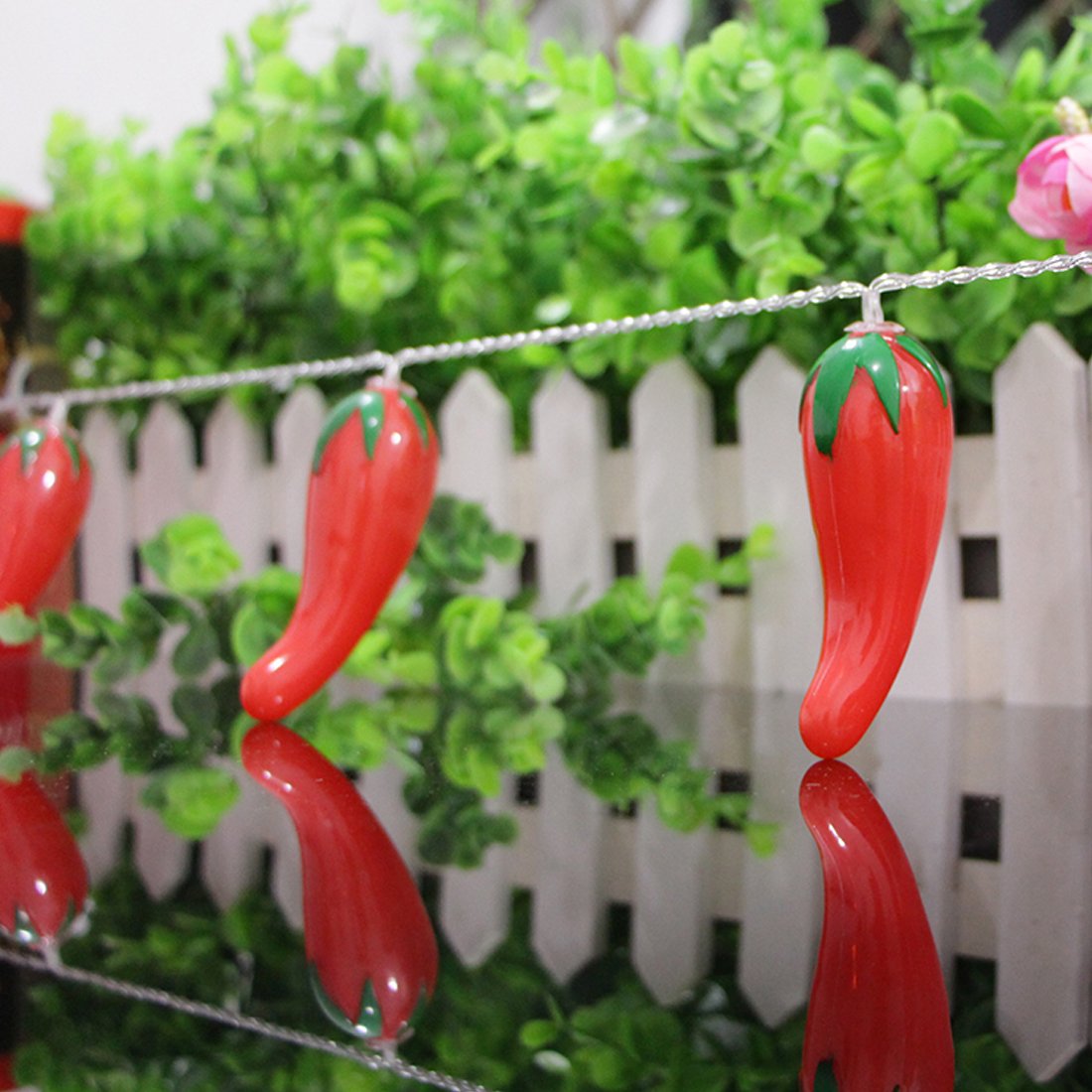 10 LED Red Chili Battery Operated String Lights - 5.5ft Decorative Lights for Home, Garden, Patio, Party & Wedding Decor | Perfect for Christmas, Chinese New Year, Spring Festival & Outdoor Festivities