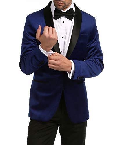 Enzo Collection Indigo Velvet Slim Fit Shawl Lapel Tuxedo Blazer for Men | Formal Dinner Jacket | Perfect for Weddings, Prom & Black Tie Events