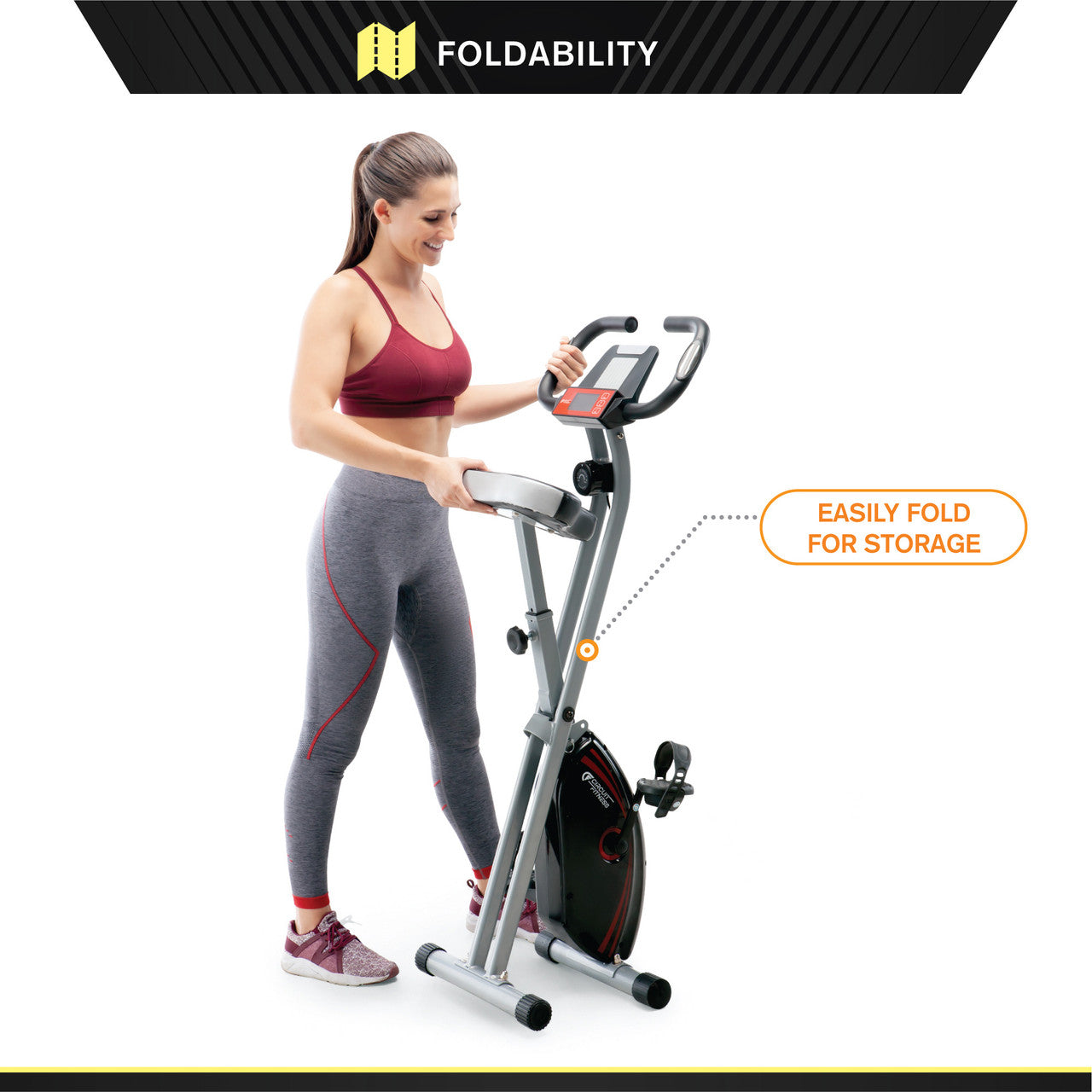 Circuit Fitness AMZ 150BK Folding Upright Exercise Bike with Adjustable Resistance - Perfect for Home Gym, Cardio Workouts & Small Spaces