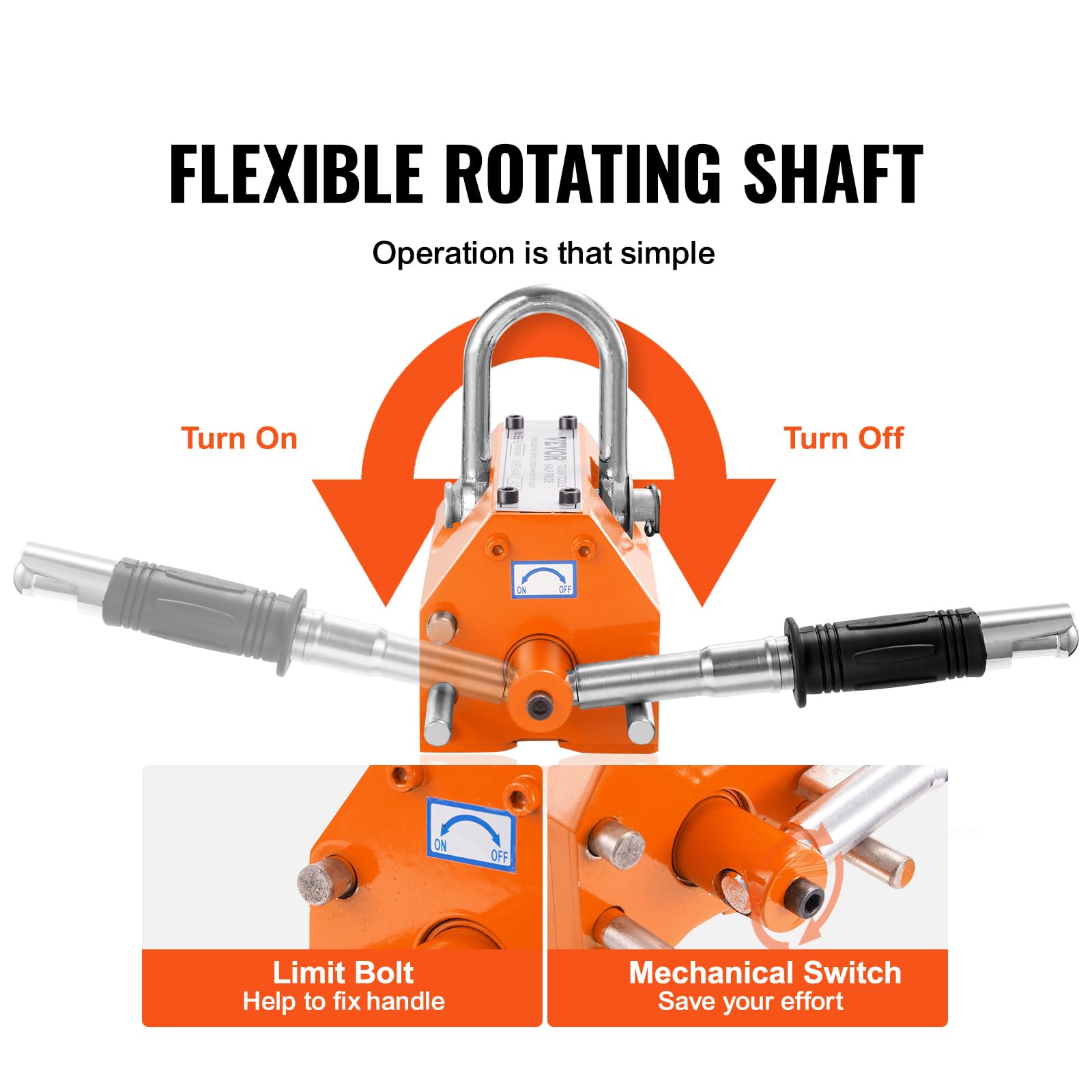 VEVOR 660 lbs Magnetic Lifter - 300 kg Pulling Capacity, 2.5 Safety Factor, Heavy Duty Neodymium & Steel Lifting Magnet with Release Mechanism - Perfect for Hoists, Shop Cranes, Metal Blocks, Wooden Boards & Industrial Material Handling