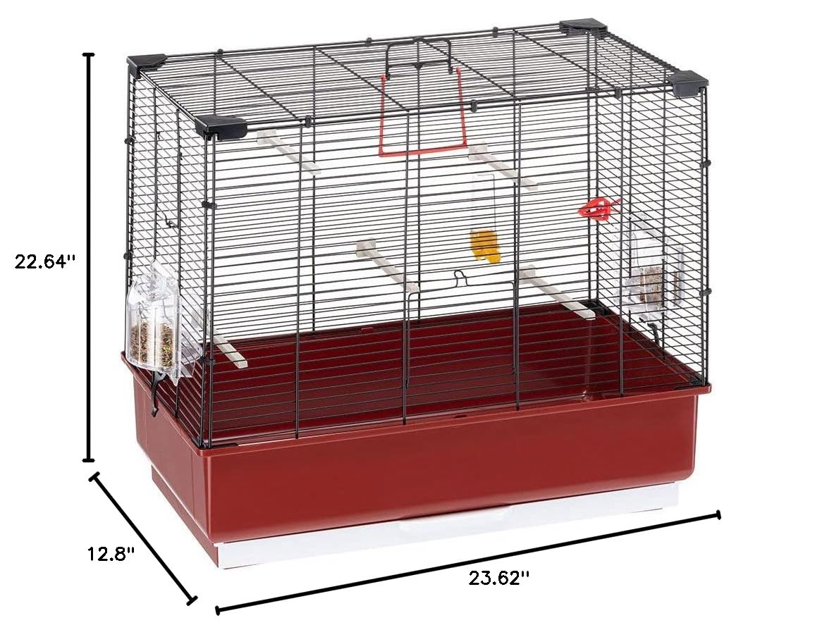 Ferplast Bird Cage Piano 4 - Small Canary Cage with Feeders & Water Dispenser (59x33x55cm) - Removable Tray & Accessories - Perfect for Canaries, Finches & Small Birds at Home or Office