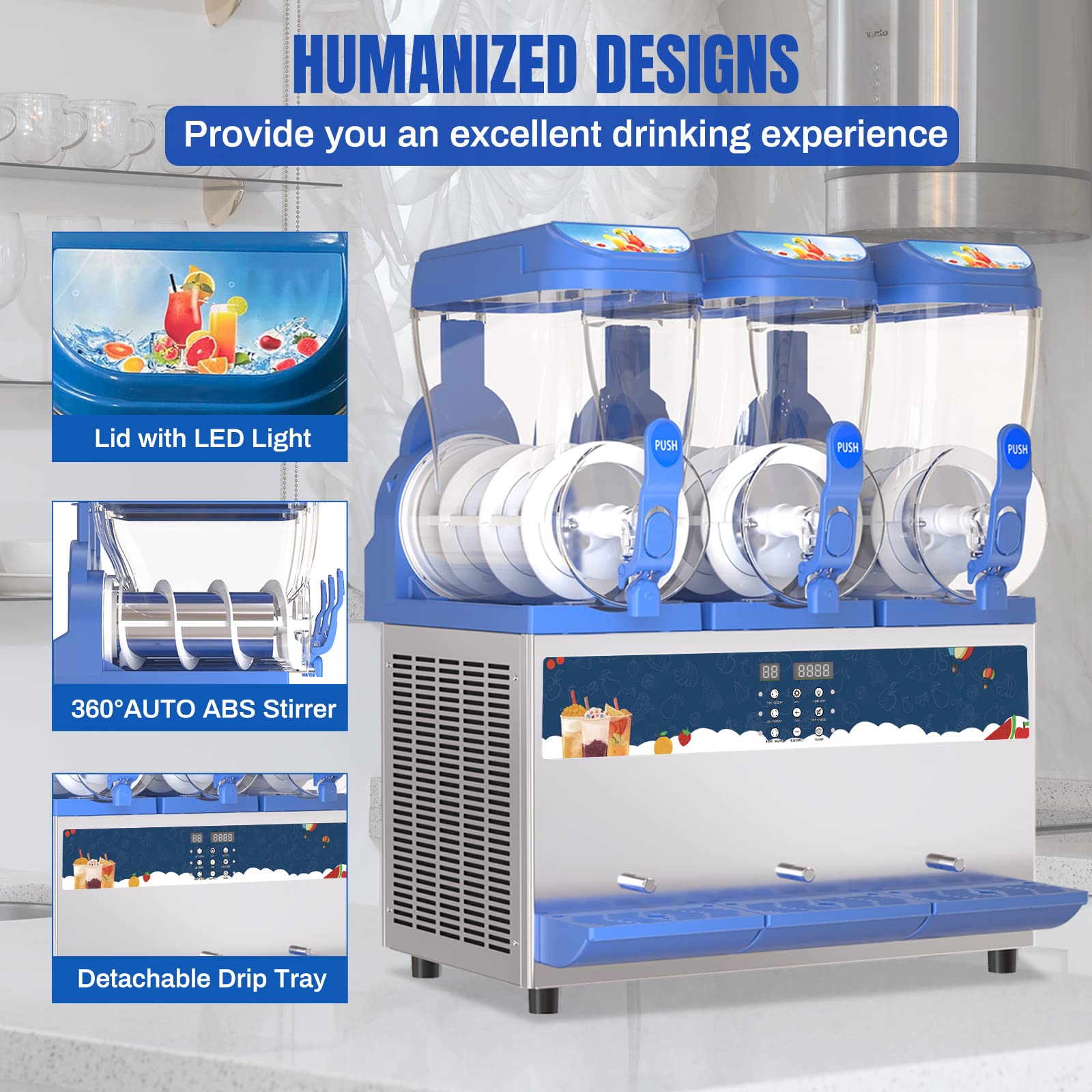 XPW 1200W Commercial Slushy Machine with 45L Stainless Steel Tanks - High-Efficiency Slushie Maker for Margaritas & Frozen Drinks - Perfect for Bars, Cafes, Restaurants & Party Events