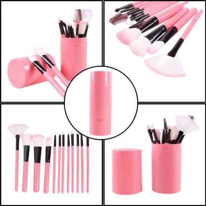 Premium 12-Piece Makeup Brush Set with Travel Case - Soft Bristles for Foundation, Blending, Contouring - Ideal for Professional Makeup Artists & Beauty Enthusiasts (Pink)