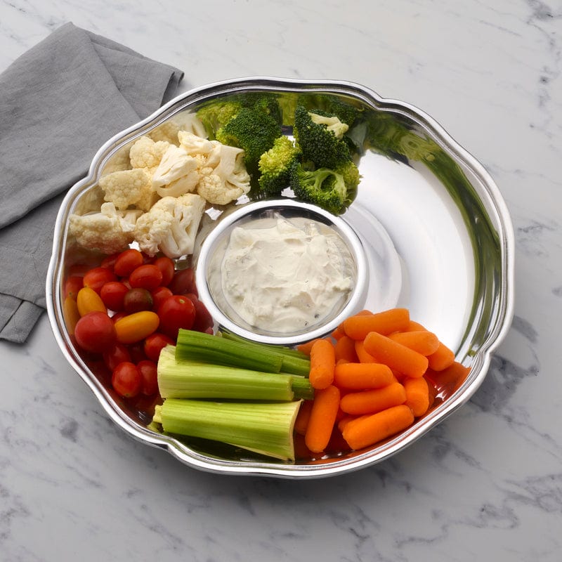 Queen Anne Round Chip and Dip Set - Elegant Serving Platter with Bowl for Parties, Entertaining & Snacks - Perfect for Dips, Salsa, Nuts & Appetizers