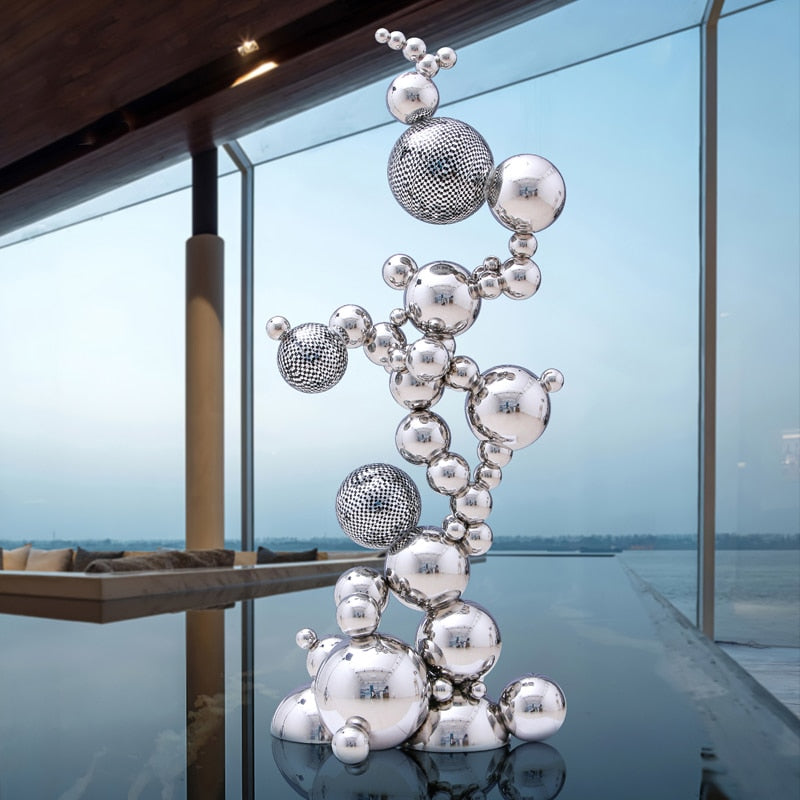 Abstract Jumbled Balls Stainless Steel Home Decor - Modern Sculpture for Living Room, Office & Garden Decoration