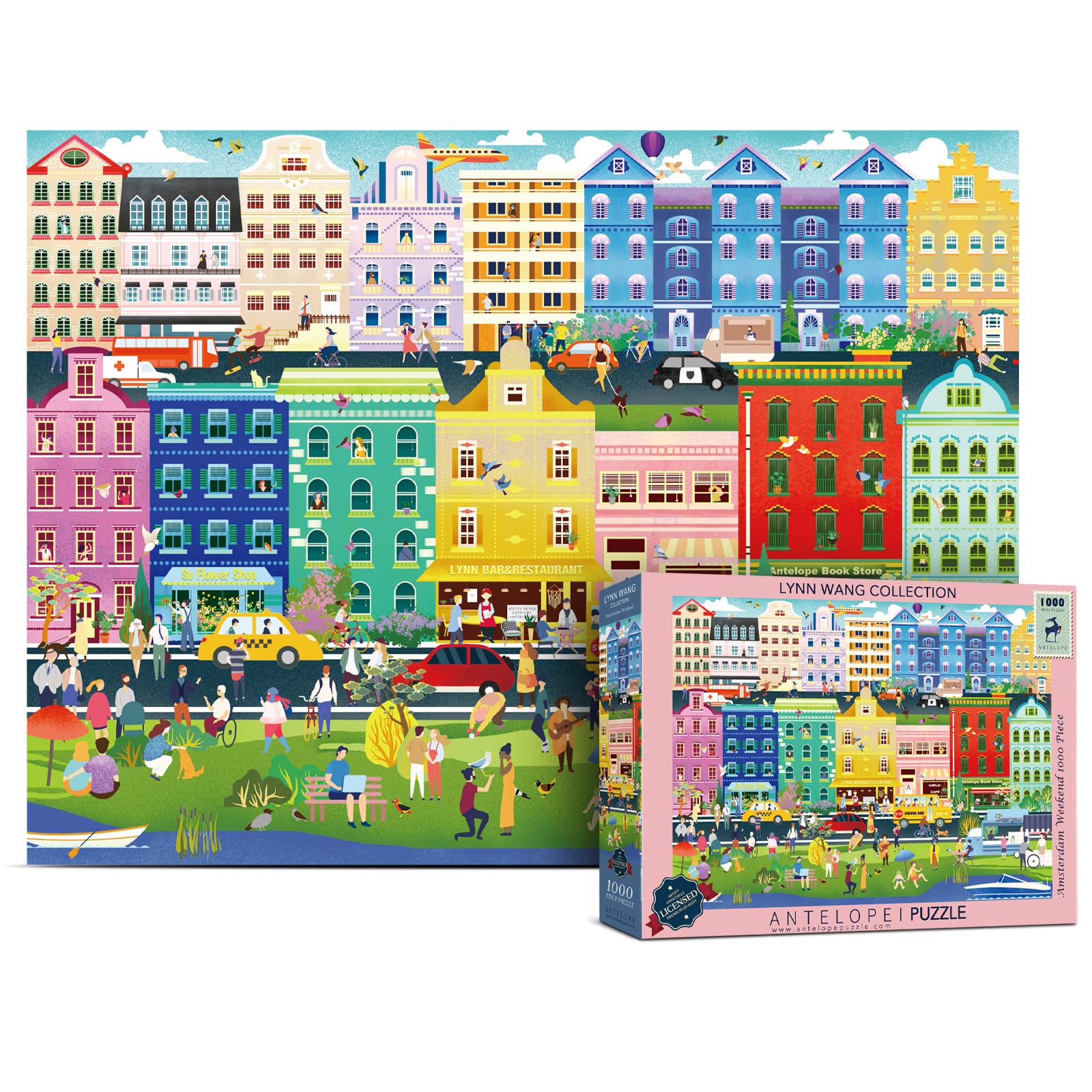 1000 Piece Jigsaw Puzzle for Adults - Amsterdam Weekend Cityscape by Lynn Weilin | Spring-Themed Multicolor Building Puzzle | Perfect for Relaxation, Family Game Night & Home Decor