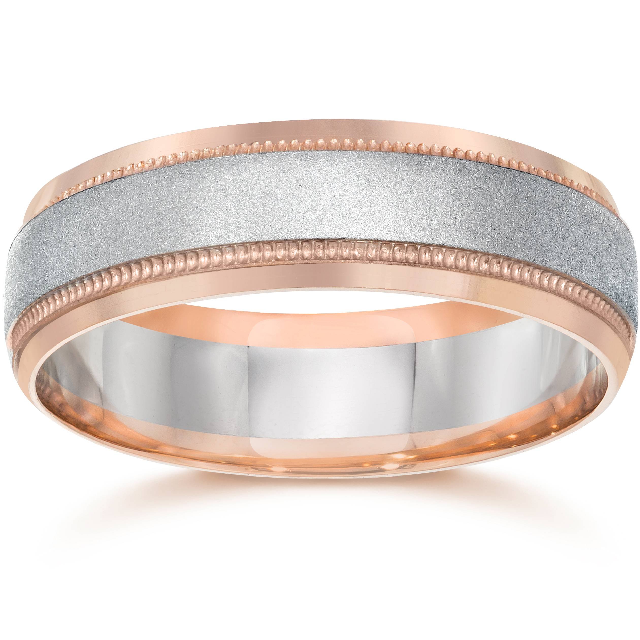 14K Rose Gold Two-Tone Men's Wedding Band – Elegant & Durable Ring for Engagement, Anniversary & Special Occasions