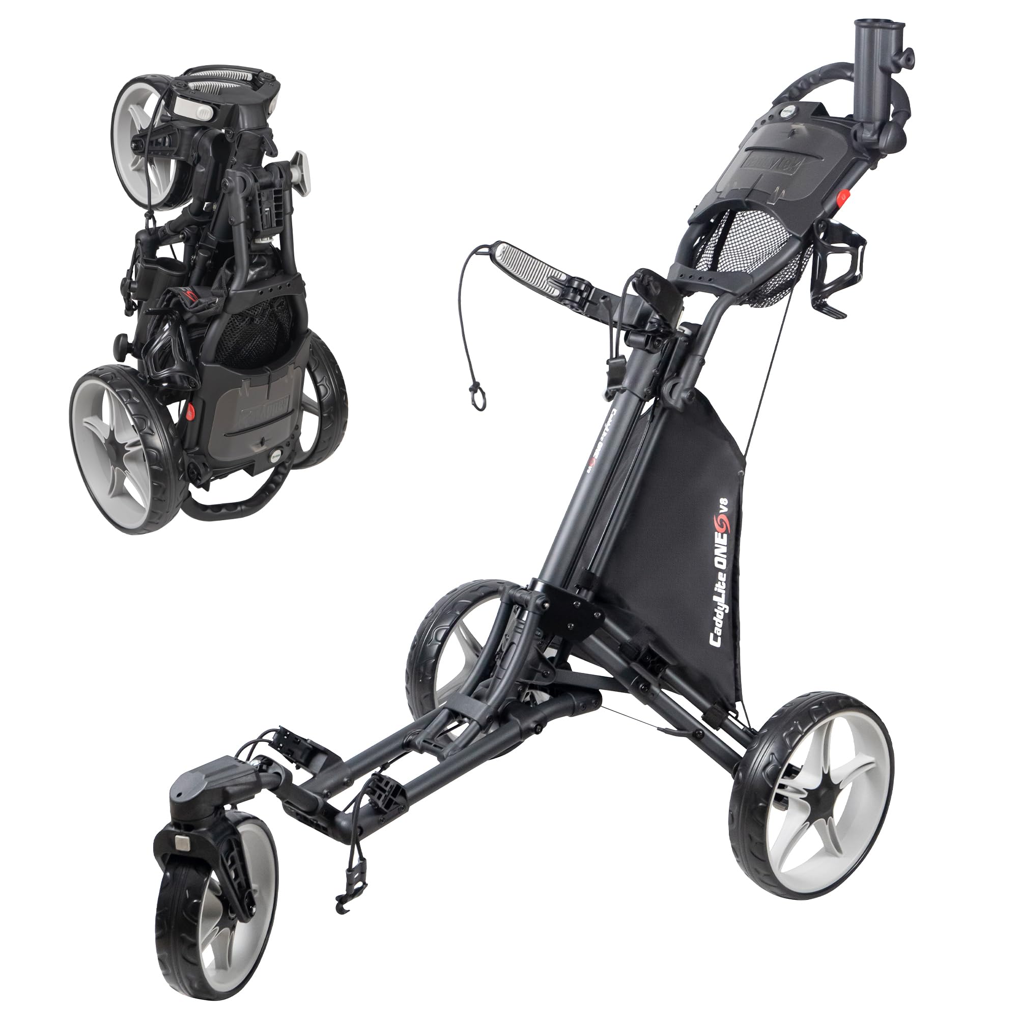 Caddytek CaddyLite ONE Swivel Golf Push Cart - Version 8 | Lightweight & Durable Golf Caddy for Easy Maneuvering on the Course | Perfect for Walking Golfers & Practice Rounds