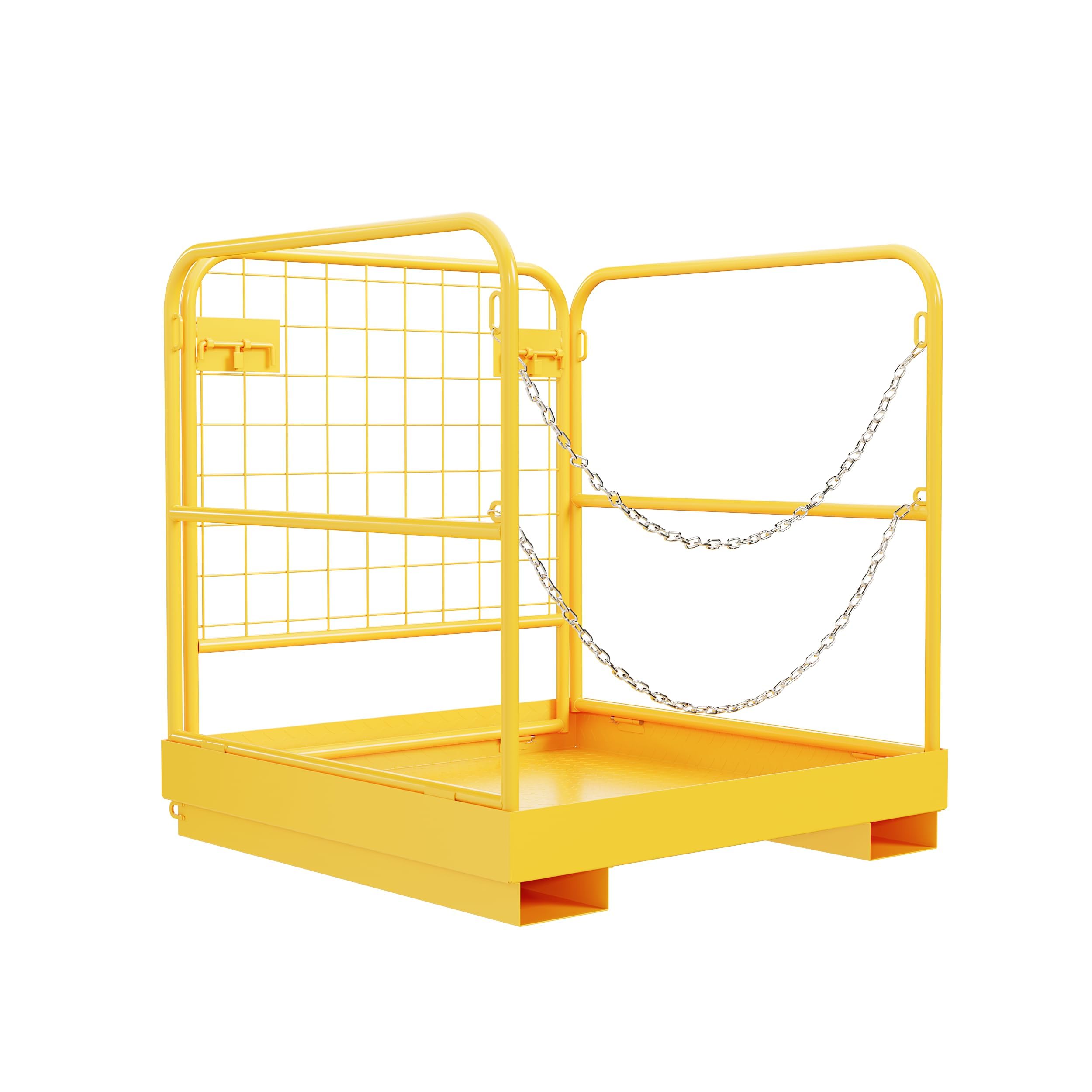 Heavy Duty 36x36 Steel Forklift Safety Cage - 1200 LBS Capacity Foldable Forklift Man Basket Work Platform for Warehouse, Construction & Industrial Use