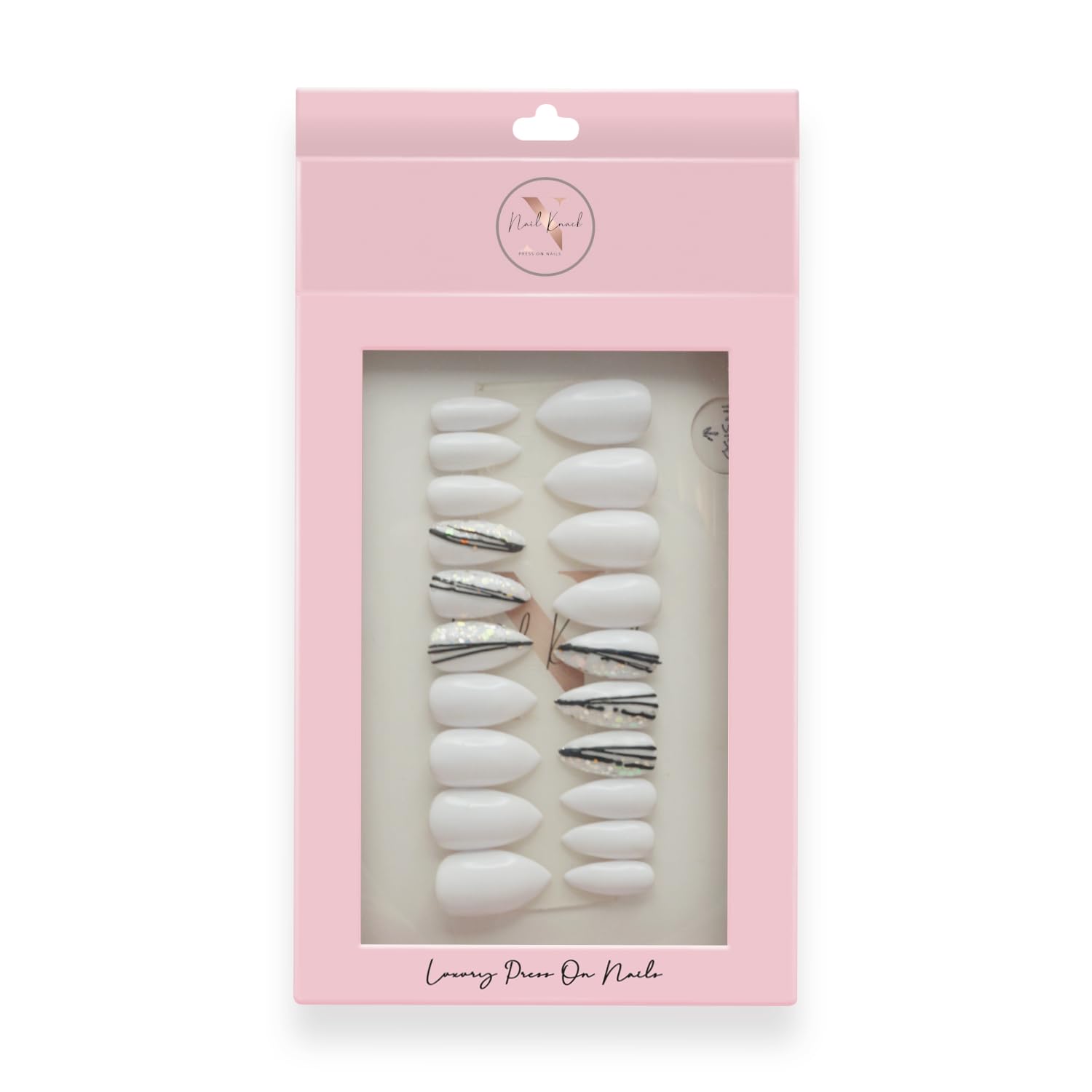 Premium Fake Press-On Nails - White Unicorn Set of 20 | Reusable Full Coverage Artificial Nails with UV Gel Polish | Easy to Use Stick-On Nail Extensions for Both Hands | Perfect for Parties, Weddings, and Everyday Wear