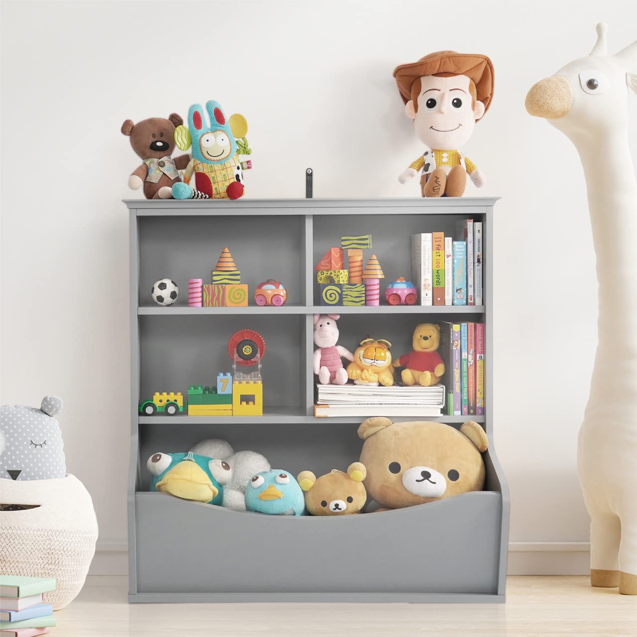 CAPHAUS Kids Toy Storage Organizer - 6 Bin Open Shelf Bookcase with Wheels, Multifunctional Bookshelf & Toy Organizer for Nursery, Playroom, Bedroom & Closet | Perfect for Organizing Toys, Books & Kids Room Decor