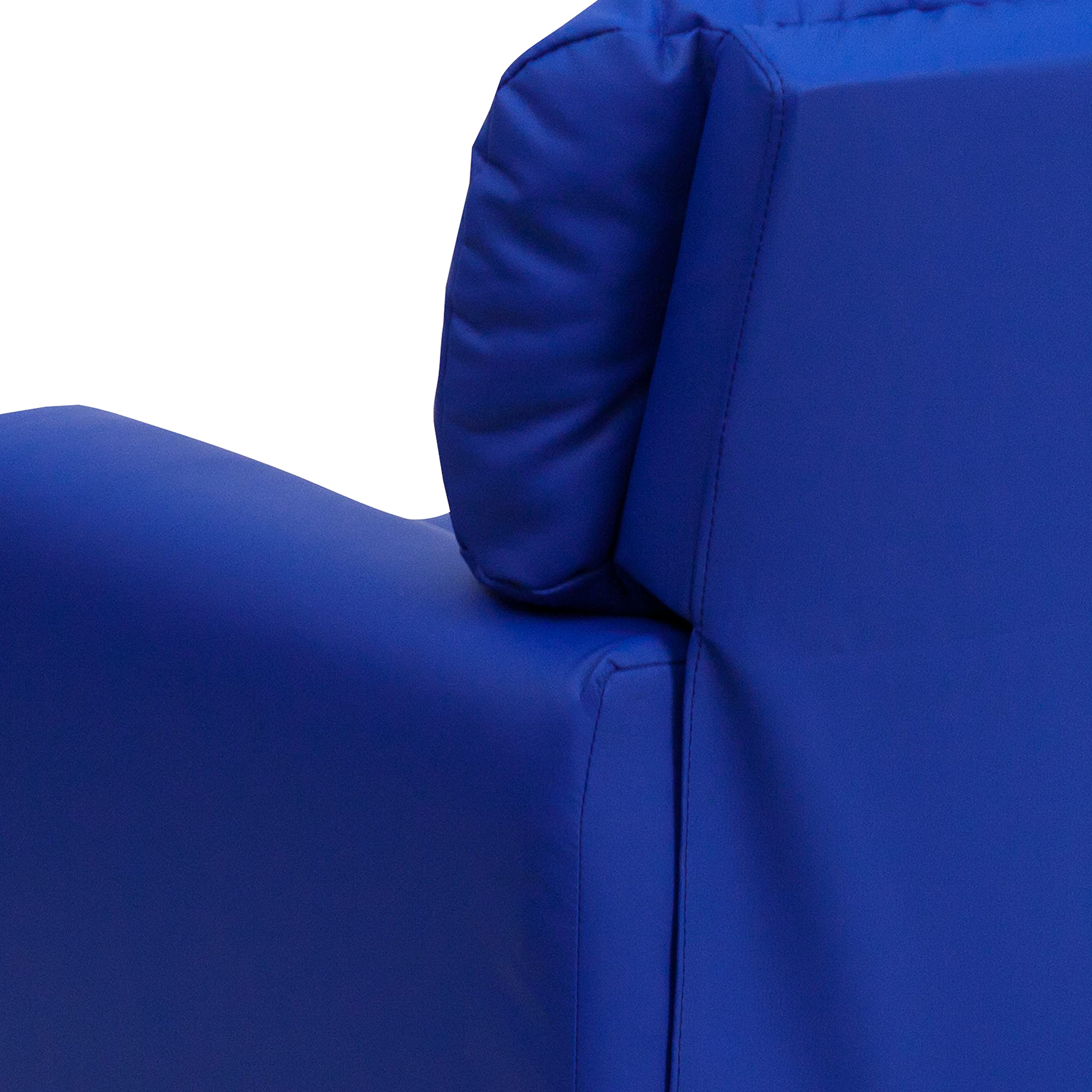 Emma & Oliver Blue Vinyl Kids Recliner Chair with Cup Holder - Comfortable Children's Lounge Chair for Playroom, Bedroom or TV Time