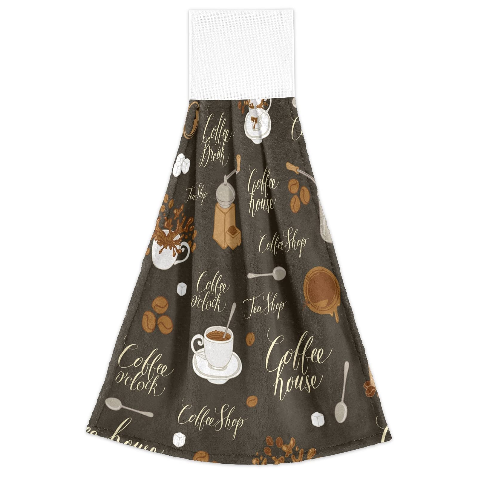 Premium Tea & Coffee Theme Kitchen Hanging Towels Set - 2-Pack Soft Absorbent Dish Cloths for Cafe, Tea Bar & Home Decor - Perfect for Kitchen, Bathroom & Laundry Room Use
