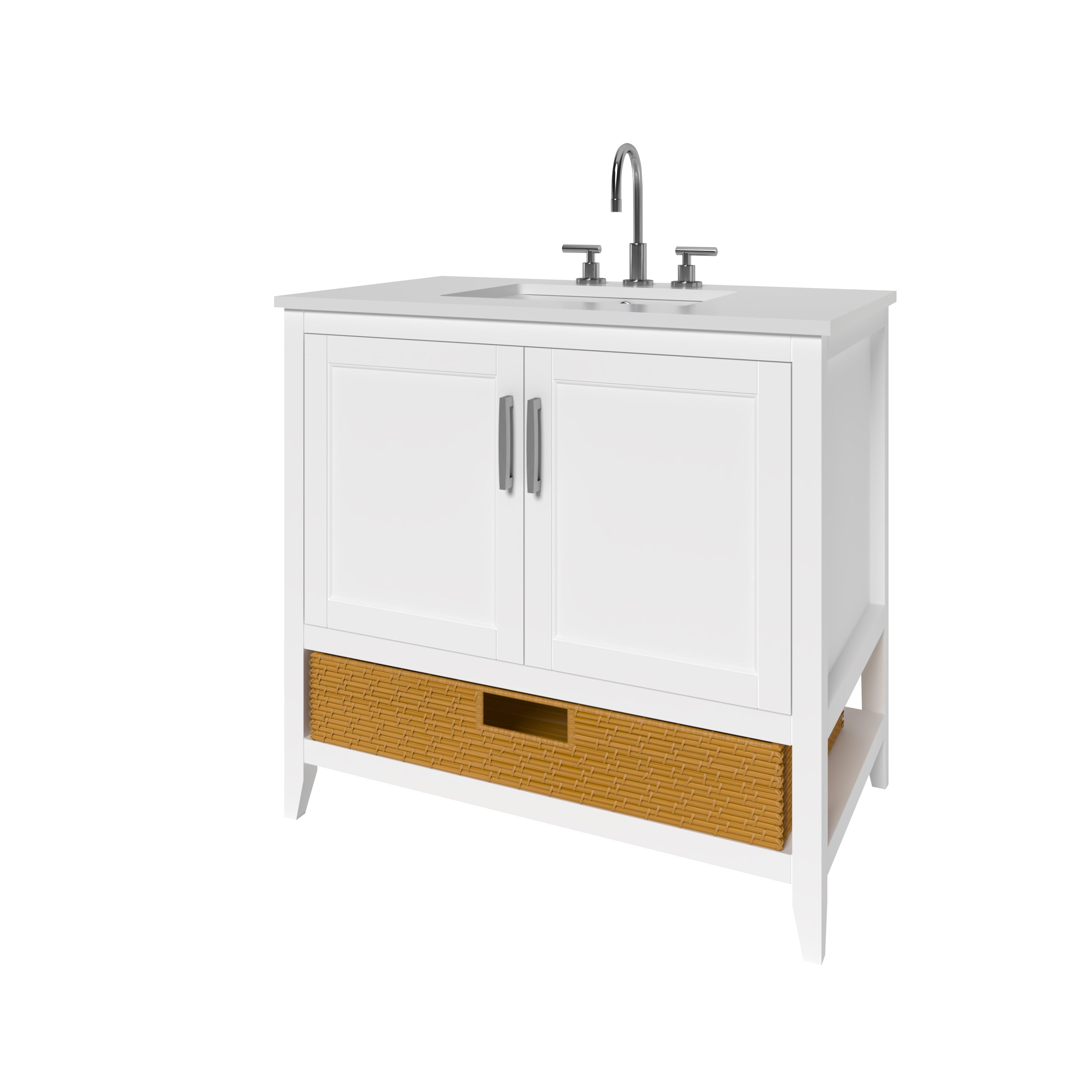 35.5 Inch White Bathroom Vanity Cabinet - Modern Freestanding Vanity for Bathroom Remodel, Small Space & Powder Room | Nearmé New York