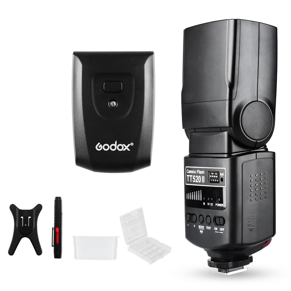 Godox TT520II Universal On-Camera Flash Speedlite for Canon Nikon Panasonic Olympus Pentax DSLR - Wireless TTL Flash with Sync Port for Wedding, Portrait & Event Photography