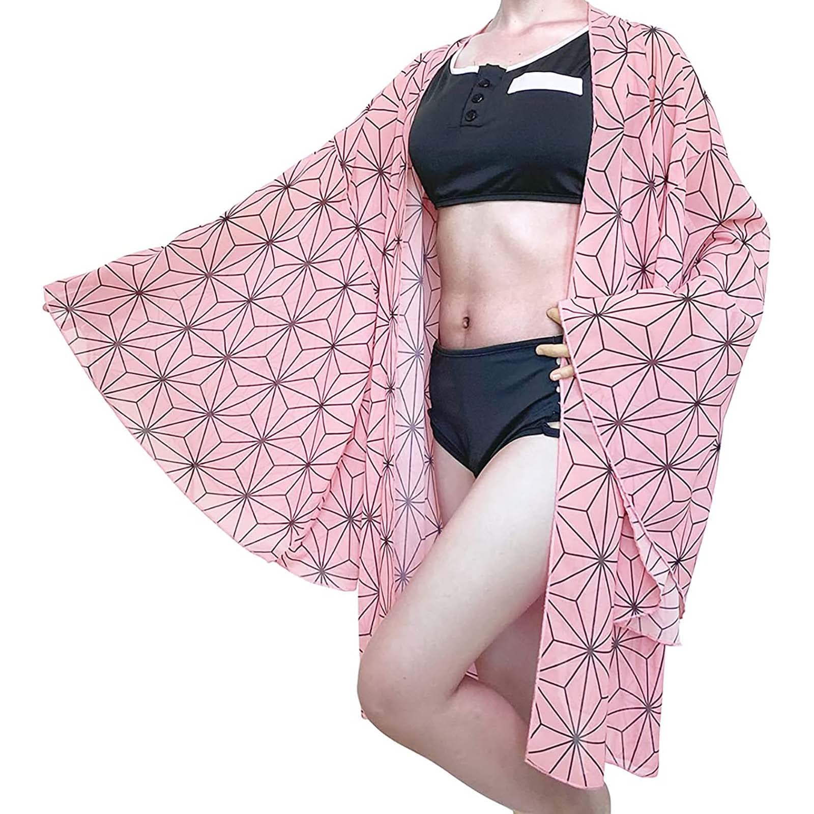 Demon Slayer Anime Swimsuit - Nezuko Kamado Cosplay Bikini for Women & Girls, Breathable Comfortable Swimwear for Pool, Beach & Anime Conventions
