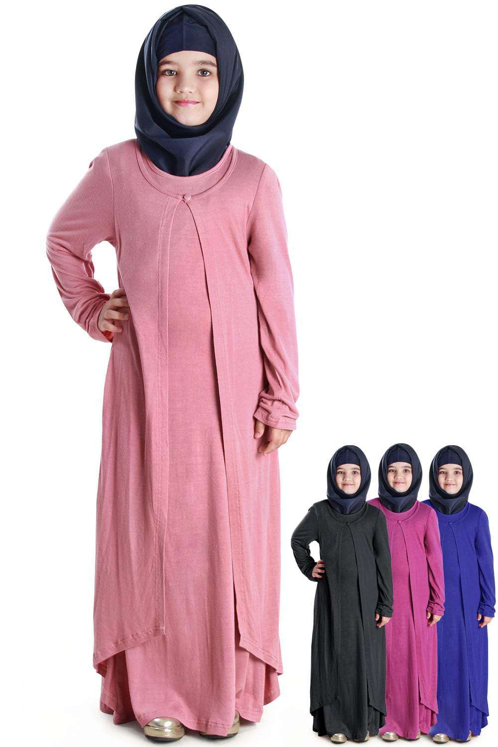 Sumayrah Viscose Jersey Kids Abaya Dress - Islamic Prayer Dress for Girls - Comfortable & Modest Outfit for School, Mosque & Special Occasions