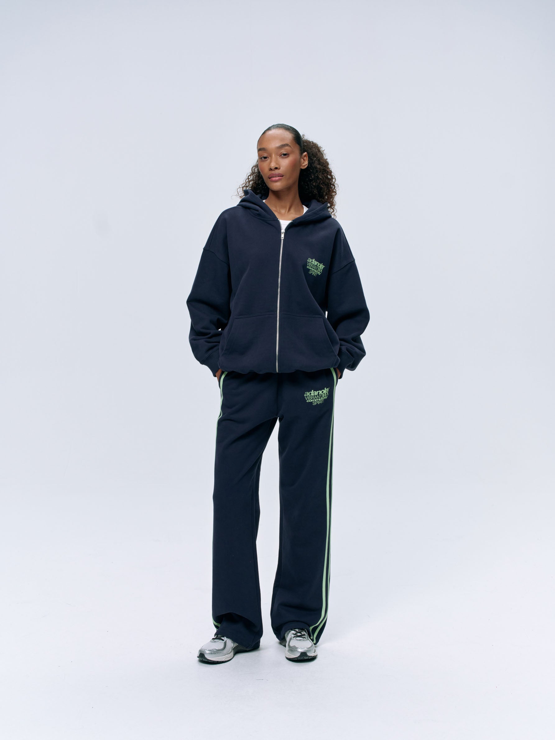 Community Spirit Oversized Full Zip Hoodie - Navy Blue & Mint Green | Cozy & Stylish for Casual Wear, Street Fashion & Loungewear