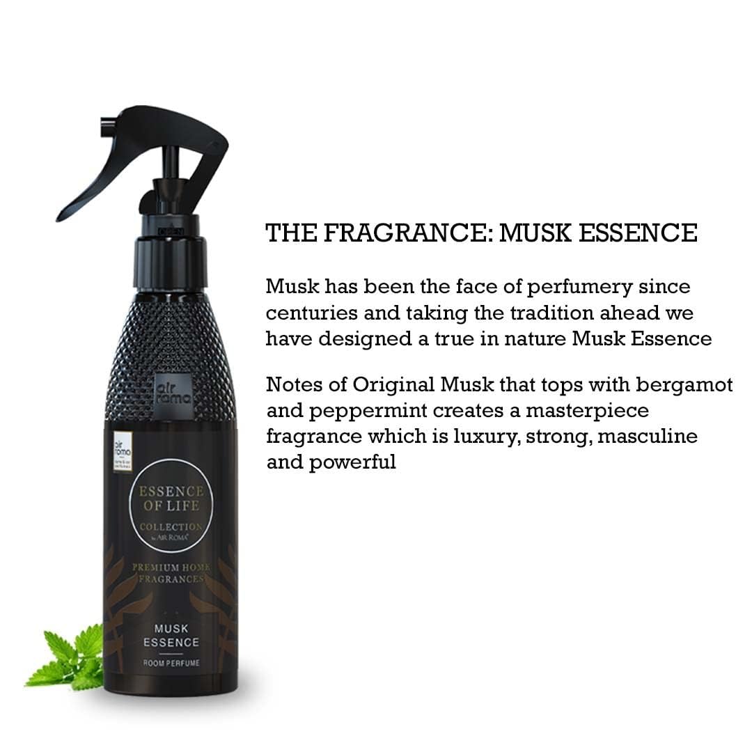 Premium AIR-ROMA Musk Essence Air Freshener Spray - Long-Lasting Fragrance for Home, Car & Office (200ml) - Eliminate Odors & Refresh Spaces Instantly