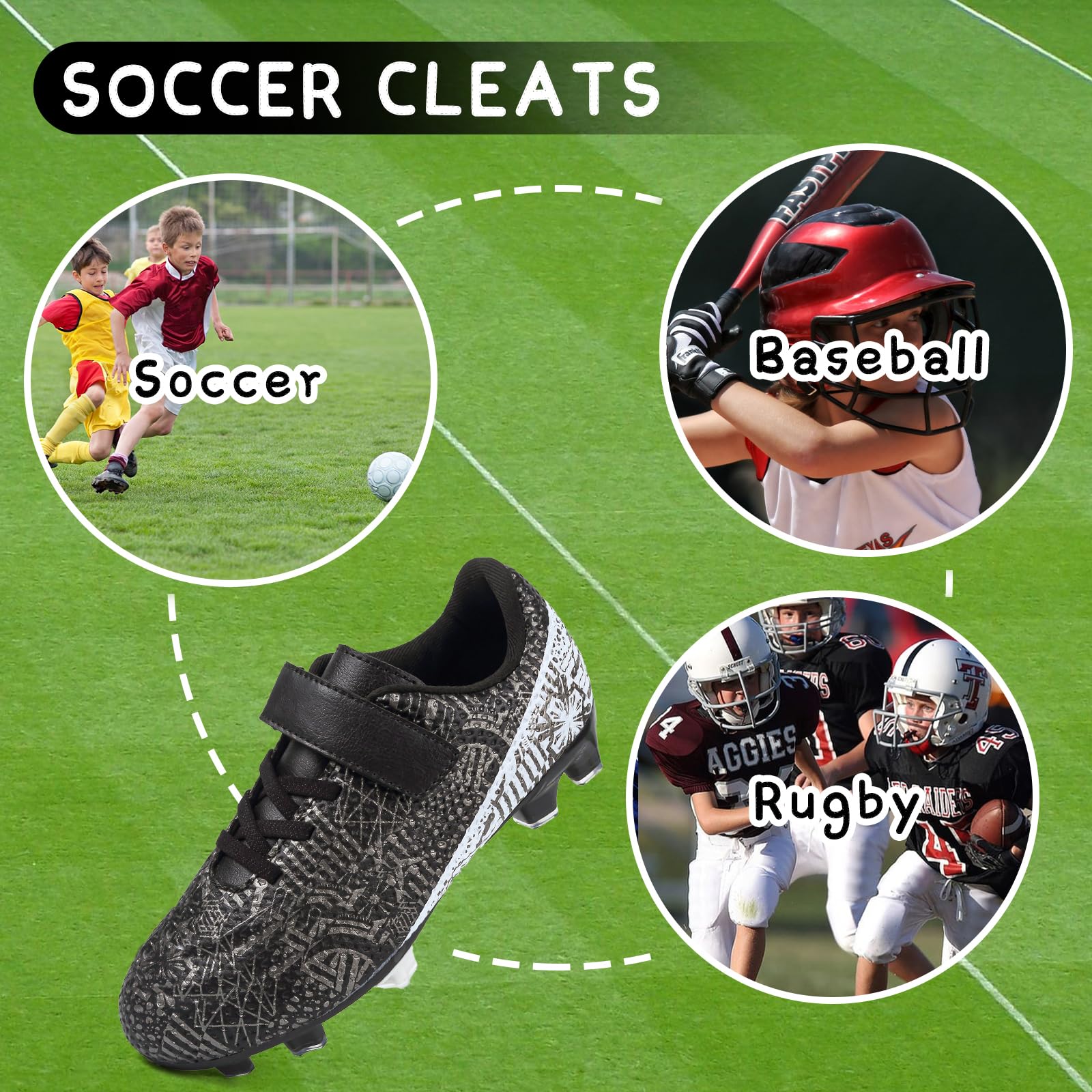 CBUSTER Kids Soccer Cleats for Boys & Girls - Lightweight Football Cleats with Anti-Slip Studs - Perfect for Youth Soccer Training, Games & Outdoor Sports
