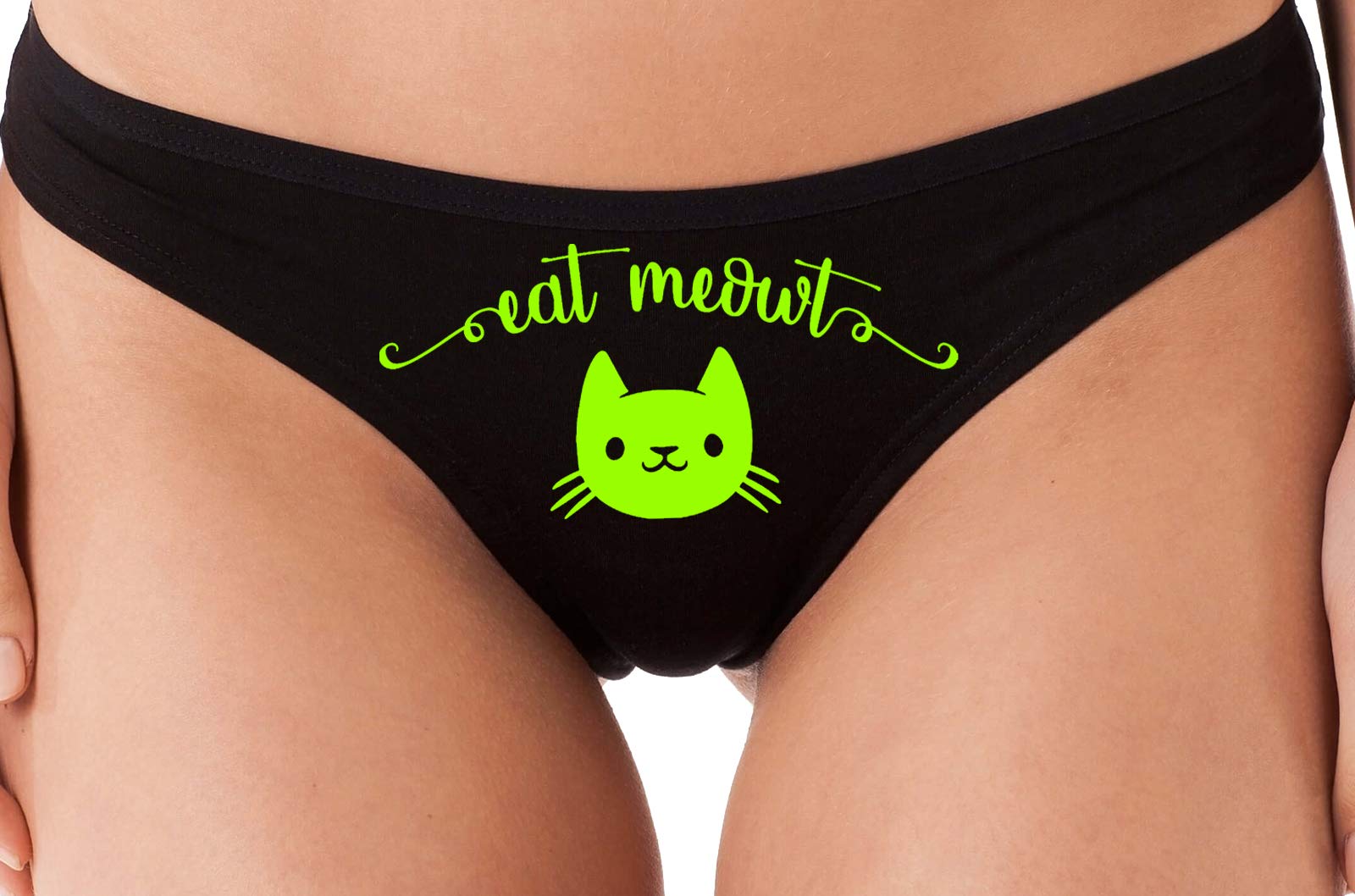 Knaughty Knickers 'Eat Meowt' Flirty Pussy Cat Thong - Sexy Lingerie for Couples & Role Play