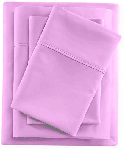 Premium 100% Egyptian Cotton 4-Piece Sheet Set for Full XL Bed - Soft Breathable Bedding with Deep Pockets - Perfect for Guest Rooms, Dormitories & Luxury Home Decor (Pink)