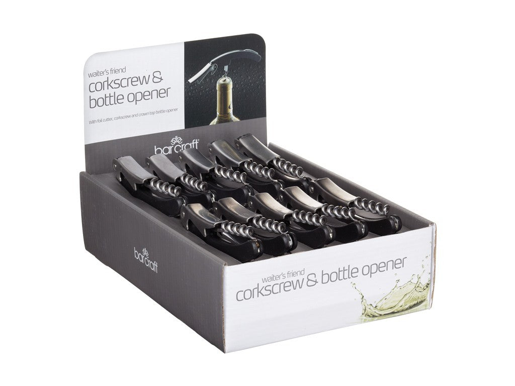 Premium Barcraft Waiter's Friend Corkscrew - Professional Wine Opener with Foil Cutter & Bottle Opener - Perfect for Restaurants, Bars, and Home Wine Enthusiasts
