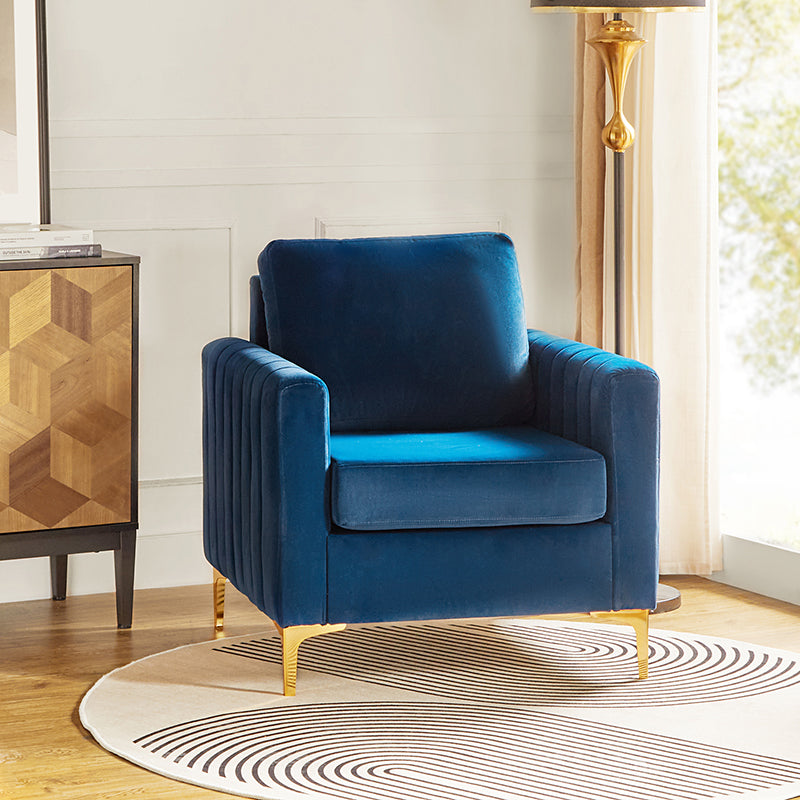 Luxury Didyme Velvet Club Armchair - Modern Accent Chair for Living Room, Bedroom & Office - Plush Upholstered Lounge Chair with Sturdy Wooden Legs - Perfect for Reading Nook, Home Theater & Cozy Spaces