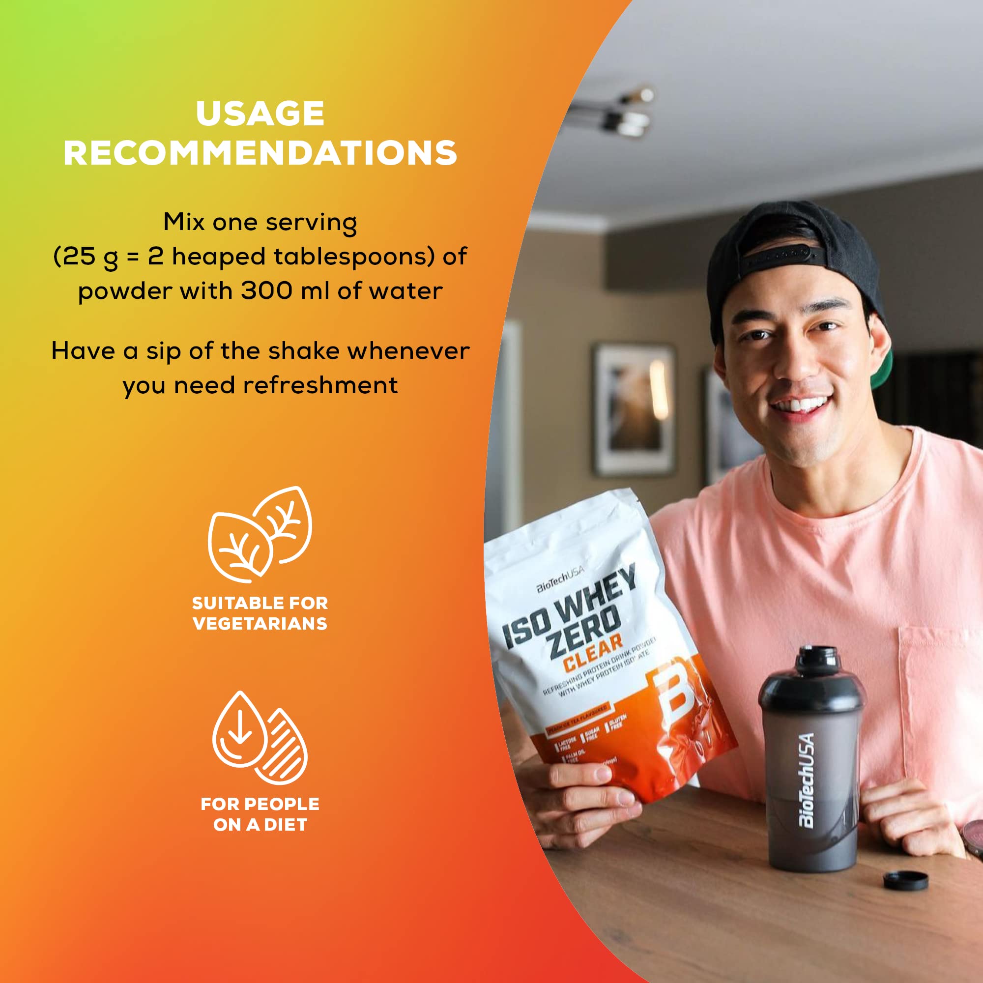 BioTechUSA Iso Whey Zero Clear Protein Powder - Peach Ice Tea Flavor, 1000g | Low Carb, Lactose-Free Whey Isolate for Post-Workout Recovery & Muscle Growth | Perfect for Gym Enthusiasts & Fitness Lovers