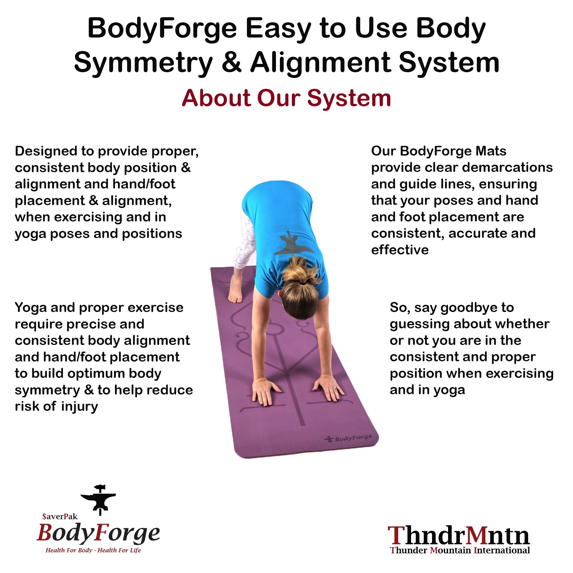 BodyForge 8mm Thick TPE Yoga Mat - Eco-Friendly Non-Slip Exercise Mat with Alignment Marks for Women & Men - Perfect for Yoga, Pilates, Home Workouts & Gym Training