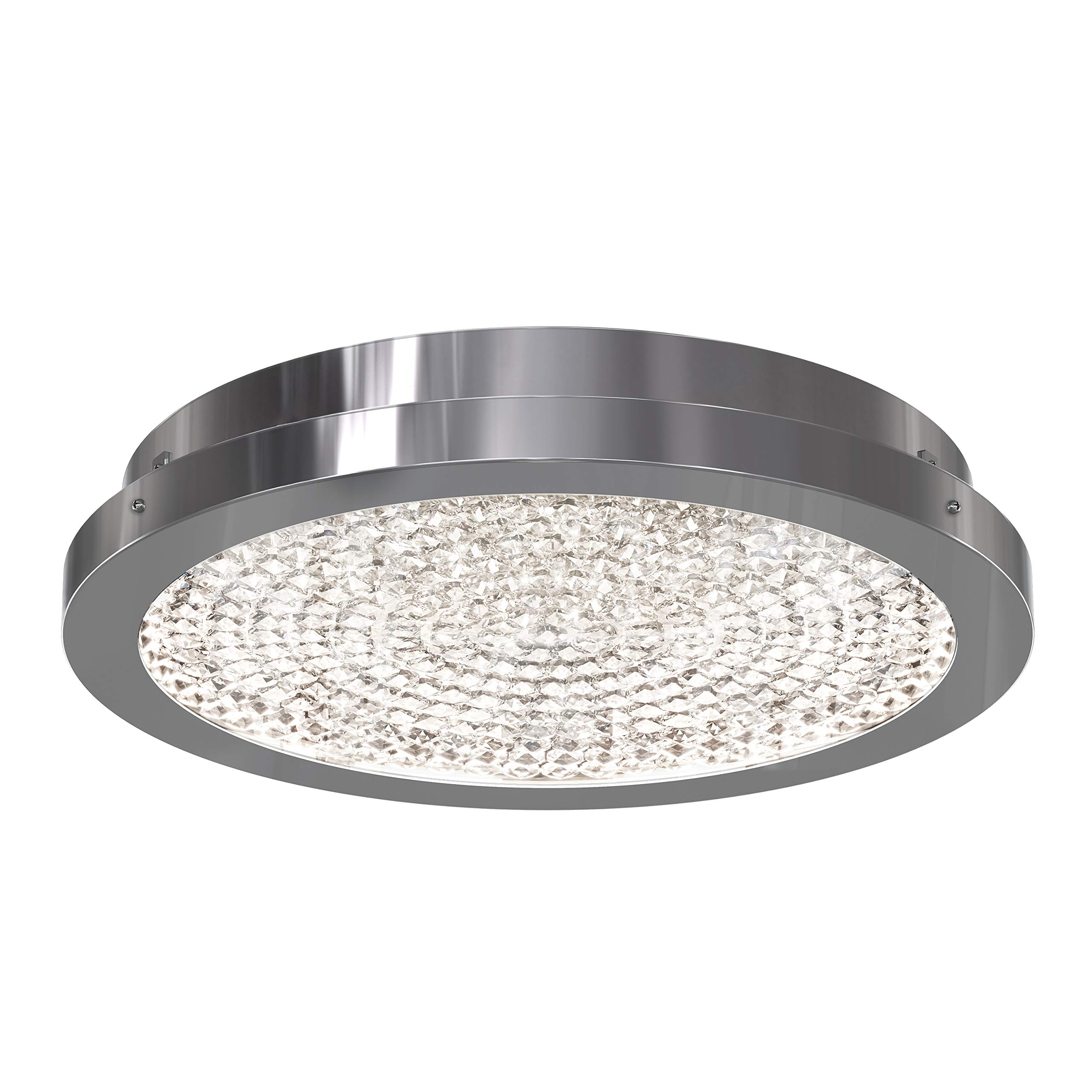 Artika Glam LED-Integrated Flushmount Ceiling Light Fixture in Chrome Finish - Modern Lighting for Bedroom, Living Room & Hallway