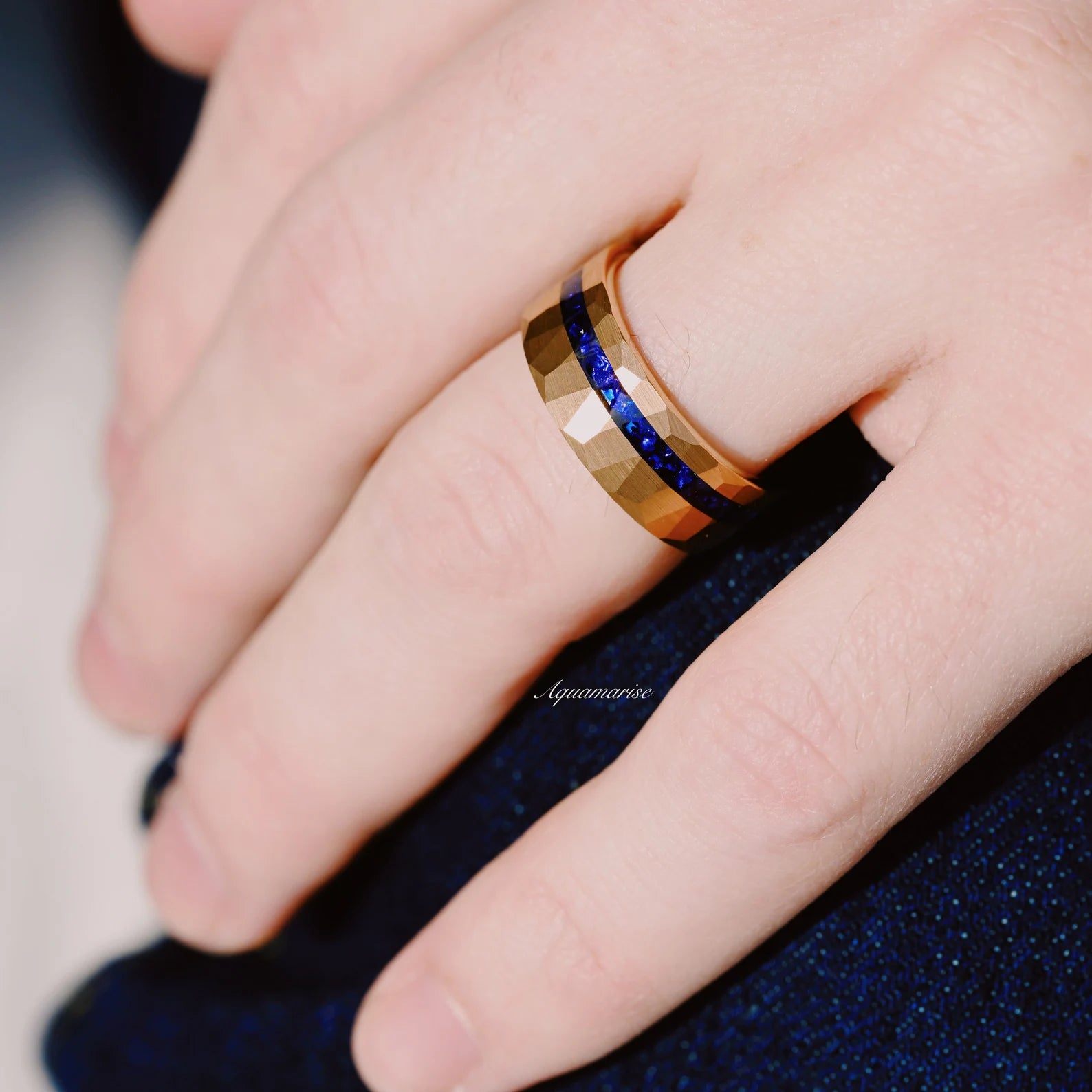 Blue Sapphire Couples Ring - Sterling Silver Matching Wedding Bands for Him & Her - Romantic Anniversary Gift for Couples - Perfect for Engagements, Weddings & Special Occasions