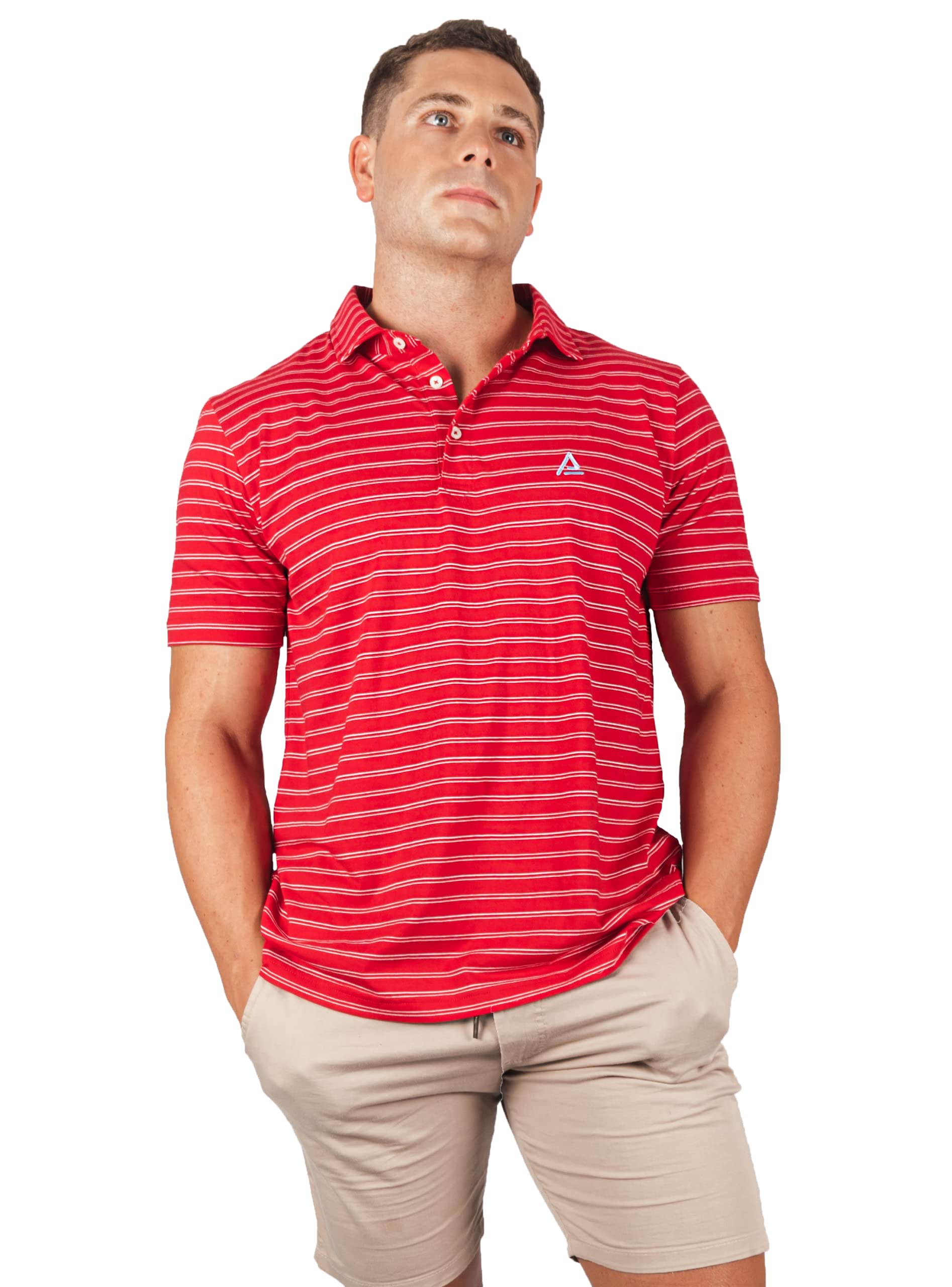 Premium Men's Polo Shirts - 100% Pima Cotton from Peru, Breathable & Soft Red Casual Shirt for Golf, Business & Summer Wear