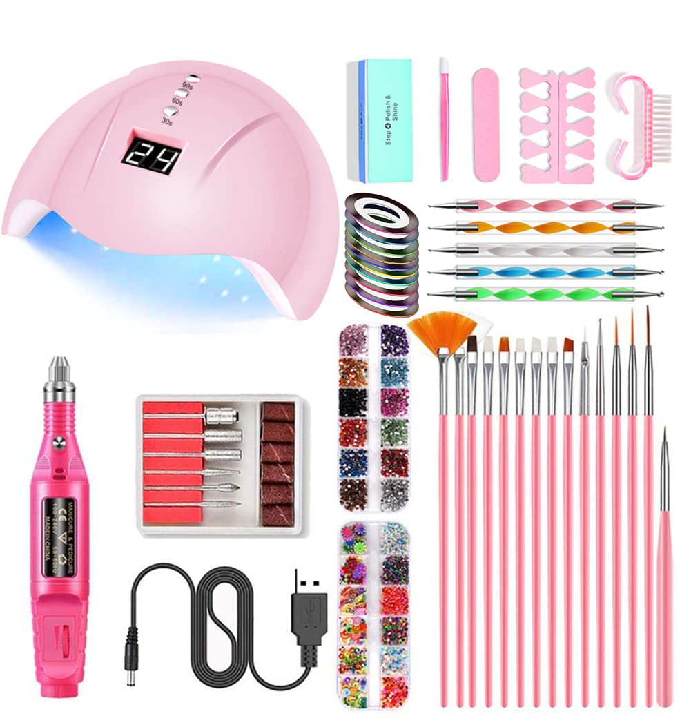 Portable UV LED Nail Dryer Kit - Professional Manicure Set with Electric Nail Drill & 3D Acrylic Nail Art Tools | Perfect for Home Salon, Nail Art Studio & DIY Gel Polish Curing