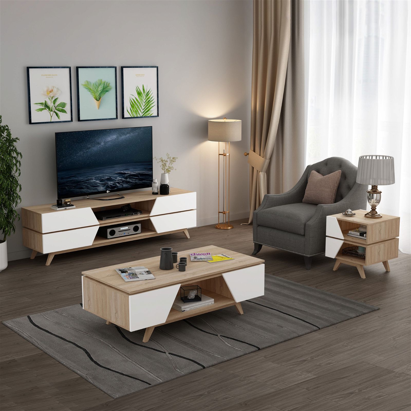 Criterion Nordic 450 Oak End Table - Modern Side Table for Living Room, Bedroom, or Office Decor