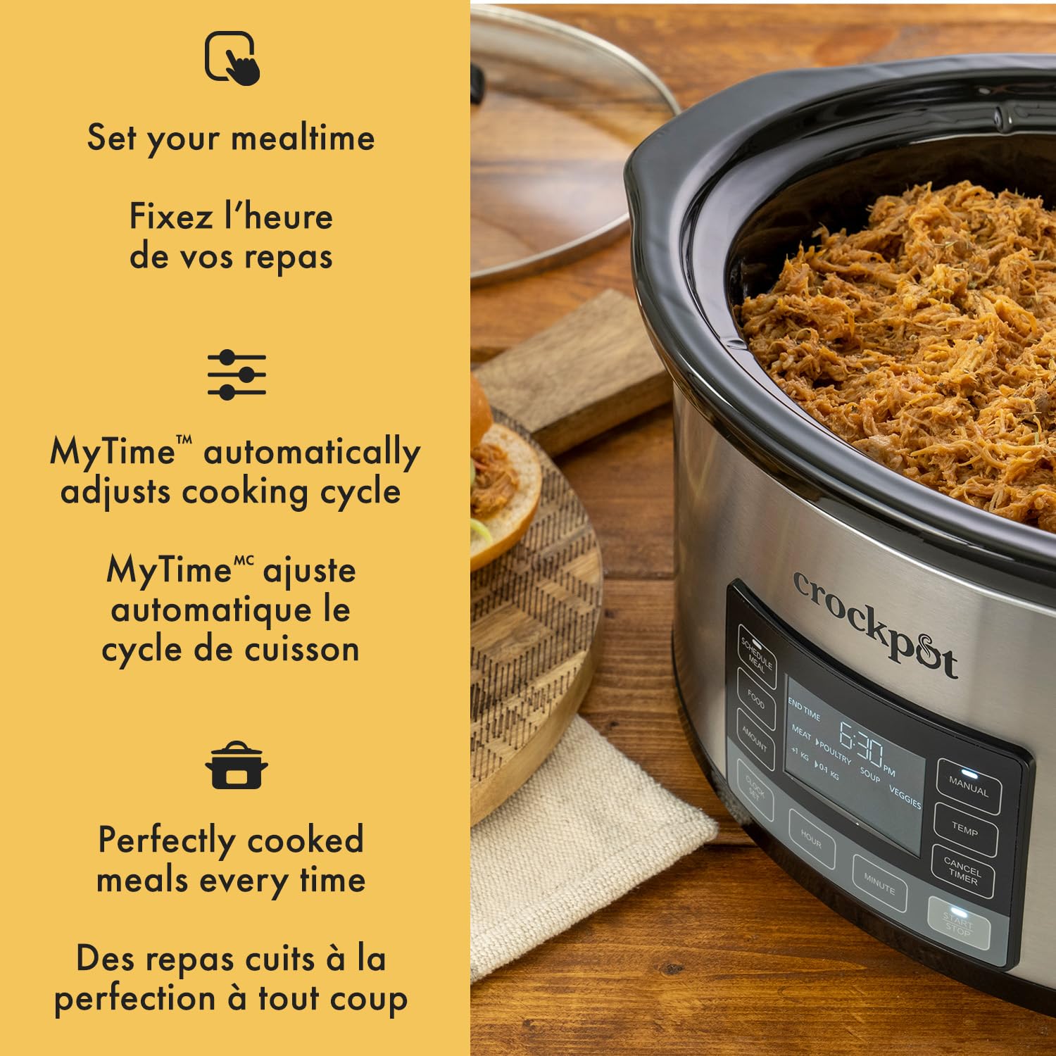 Crock-Pot 6-Quart Programmable Slow Cooker with MyTime Technology | Stainless Steel Cooker for 7+ People (5.7L) | Perfect for Family Dinners, Meal Prep & Party Cooking
