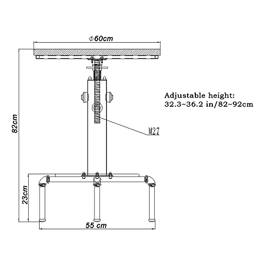 Adjustable Height Industrial Bistro Table 32.3-36.2