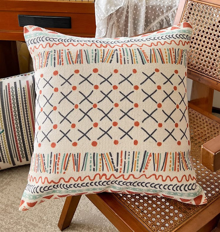 Modern Geometric Pillow Covers - Oriental Square Throw Pillows for Couch & Sofa - Boho Decorative Cushion Covers for Living Room, Bedroom, and Dining Room - Perfect for Home Decor, Accent Seating, and Cozy Interior Styling