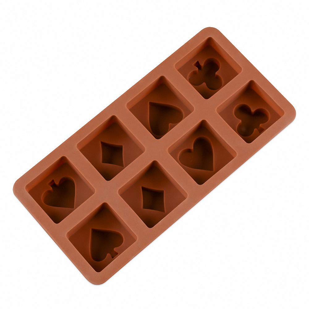 2 Pack Silicone Poker Chocolate Candy Molds - Heart Diamond Spade Club Shape Ice Cube Trays for DIY Desserts, Mini Soap & Jello Making - Perfect for Game Nights, Parties & Gift Giving