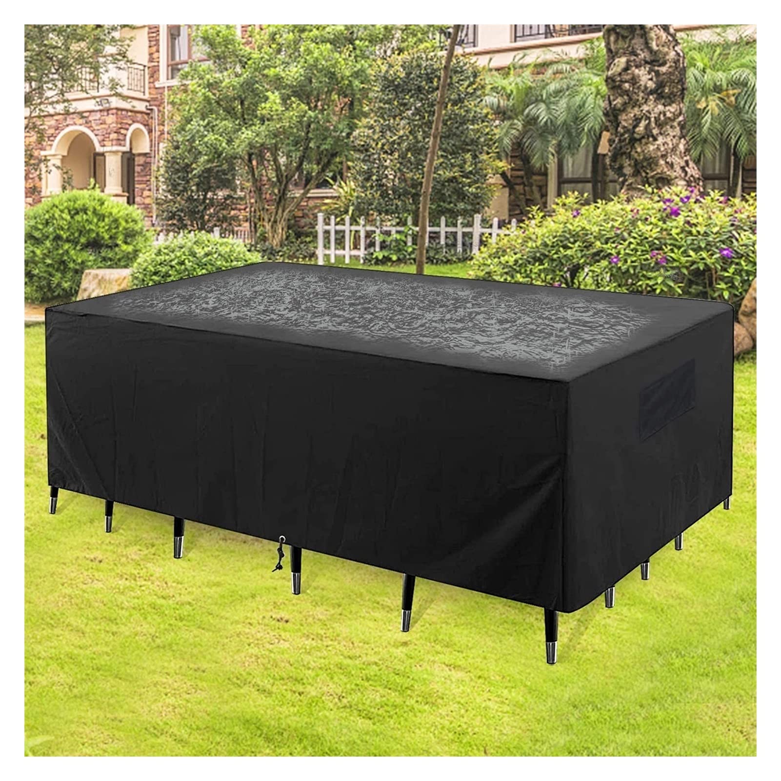 AWSAD Waterproof Outdoor Patio Furniture Covers - Heavy Duty Dustproof, UV Resistant, Tear-Proof Table & Chair Set Protector (120×120×75cm, Black) - Perfect for Backyard, Garden, and Poolside Furniture Protection