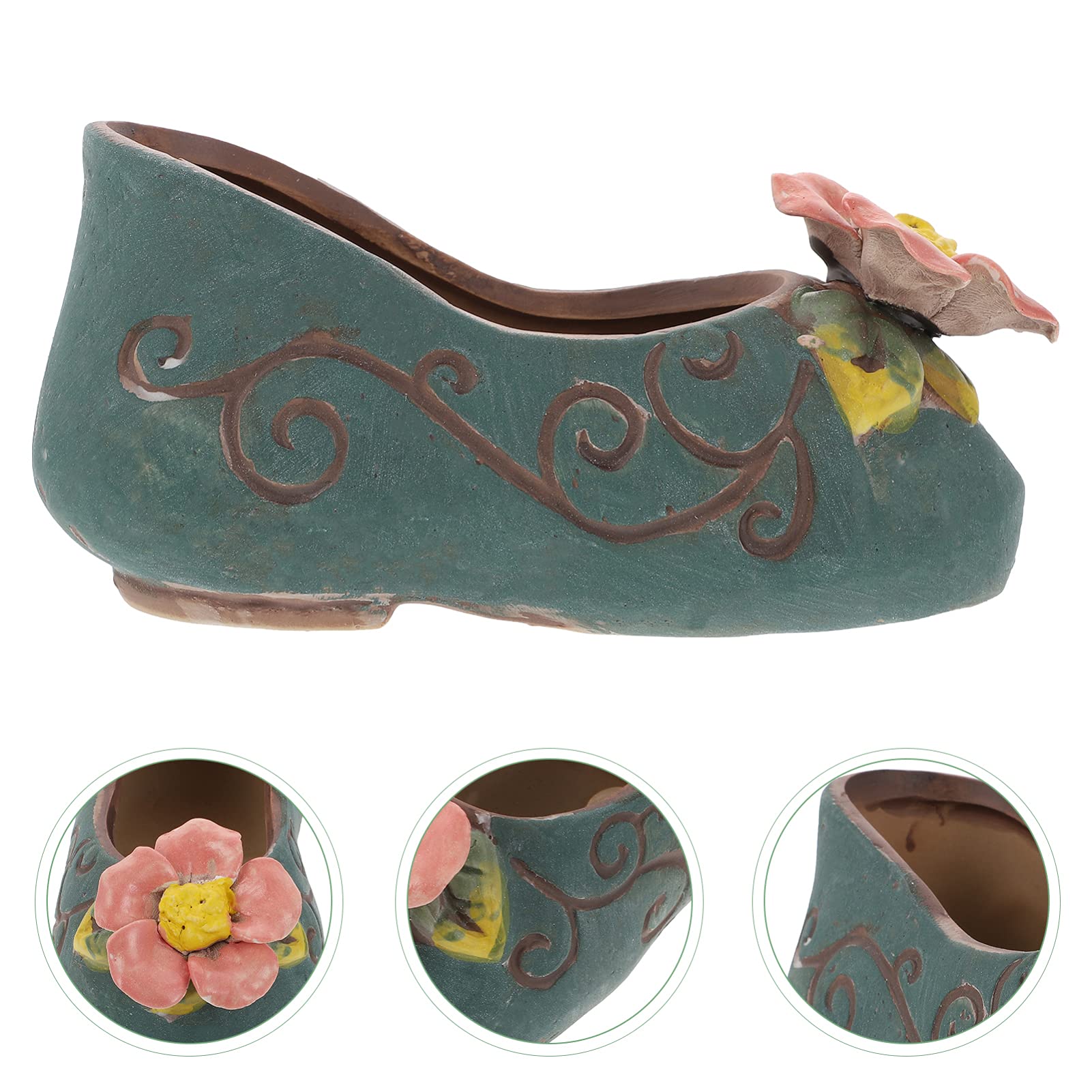 Angoily Ceramic Shoe-Shaped Flower Pot Planter for Succulents & Cactus - Mini Decorative Home & Garden Decor - Perfect for Indoor Plants, Office Desk, and Gift Ideas
