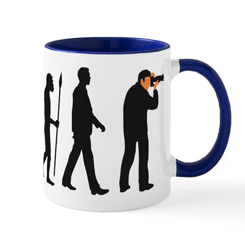 White/Navy Inside - Evolution Of Man Photographer Mugs