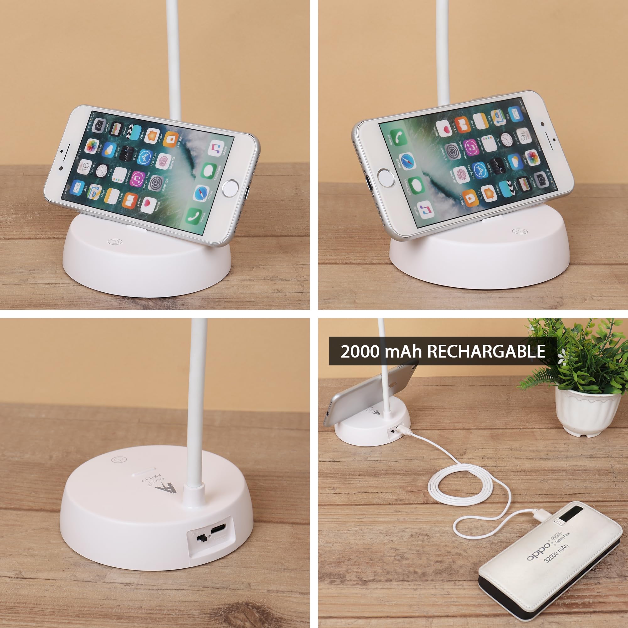 Rechargeable LED Desk Lamp with 3 Color Modes - Warm Light Touch Control Table Lamp for Students Reading & Eye Protection | 6-Month Warranty | Perfect for Study, Office, and Bedroom Use