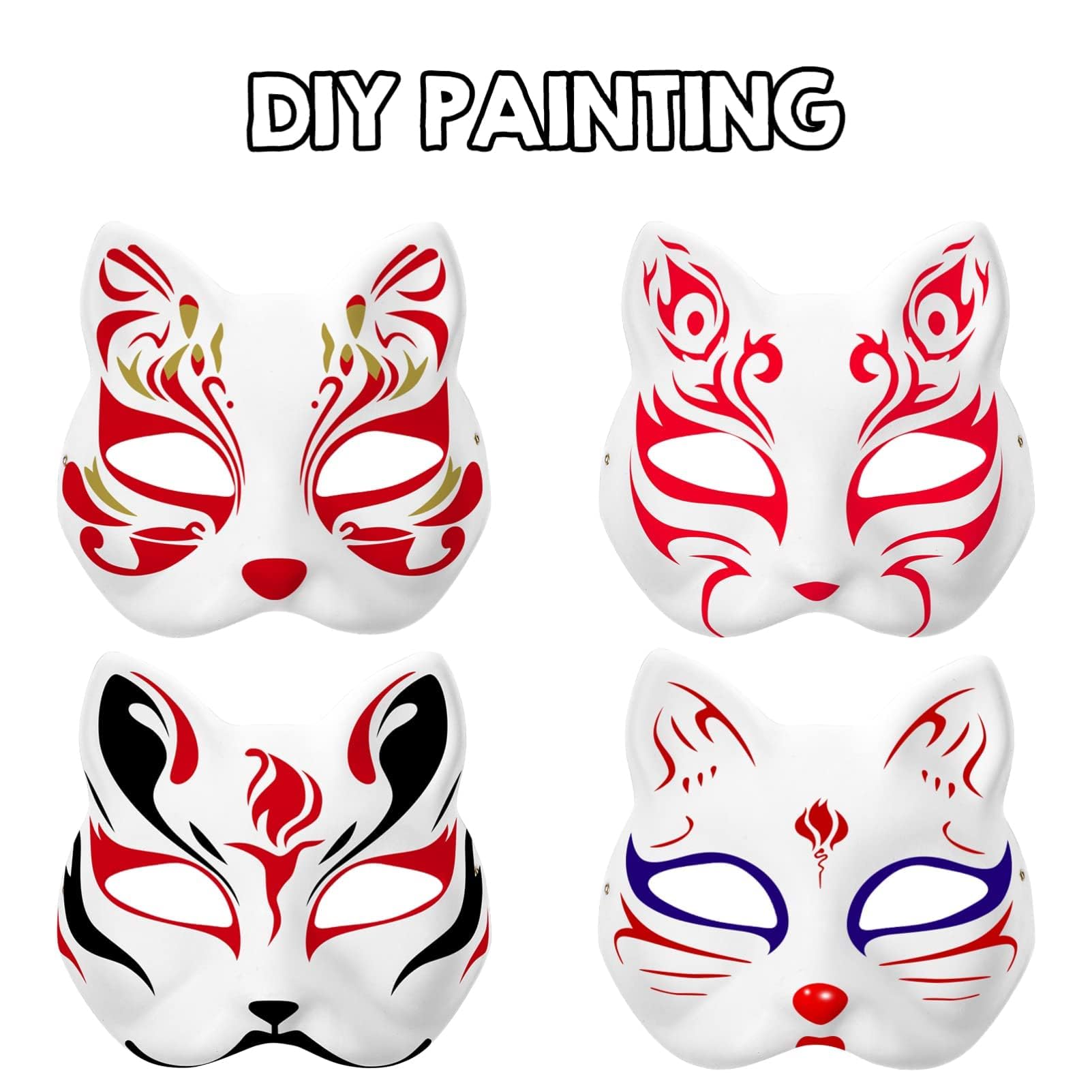10Pcs Therian Mask Set - Cat & Fox Halloween Masks for Kids & Adults - Festive Party Costume Accessories for Cosplay, Halloween, Themed Parties & Events