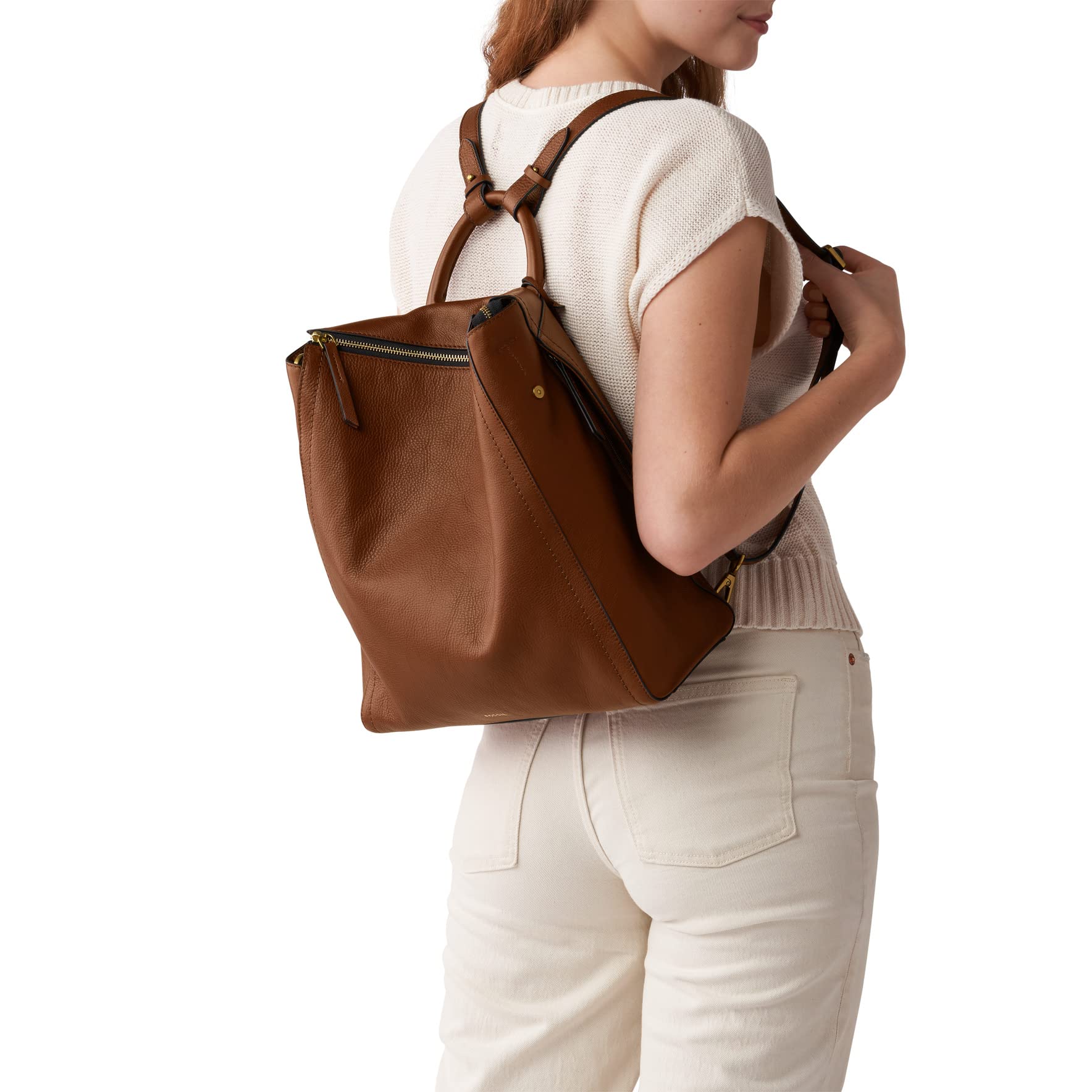 Fossil Women's Parker Genuine Leather Convertible Backpack Purse - Stylish Crossbody Handbag for Work, Travel & Everyday Use