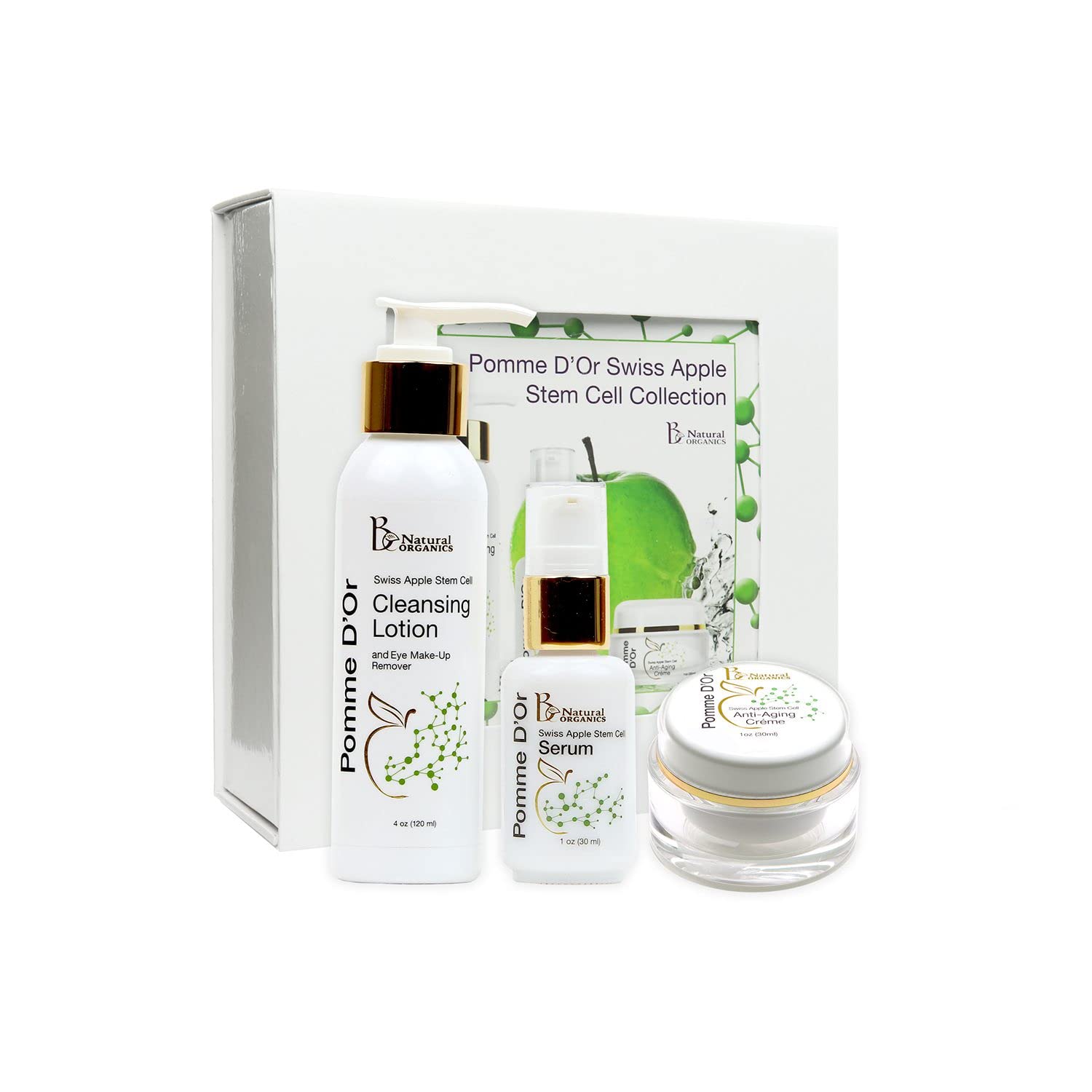 Be Natural Organics Pomme D'or 3-Piece Skincare Gift Set - Organic Face Care Collection with Anti-Aging Benefits | Perfect for Holidays, Birthdays & Self-Care Rituals