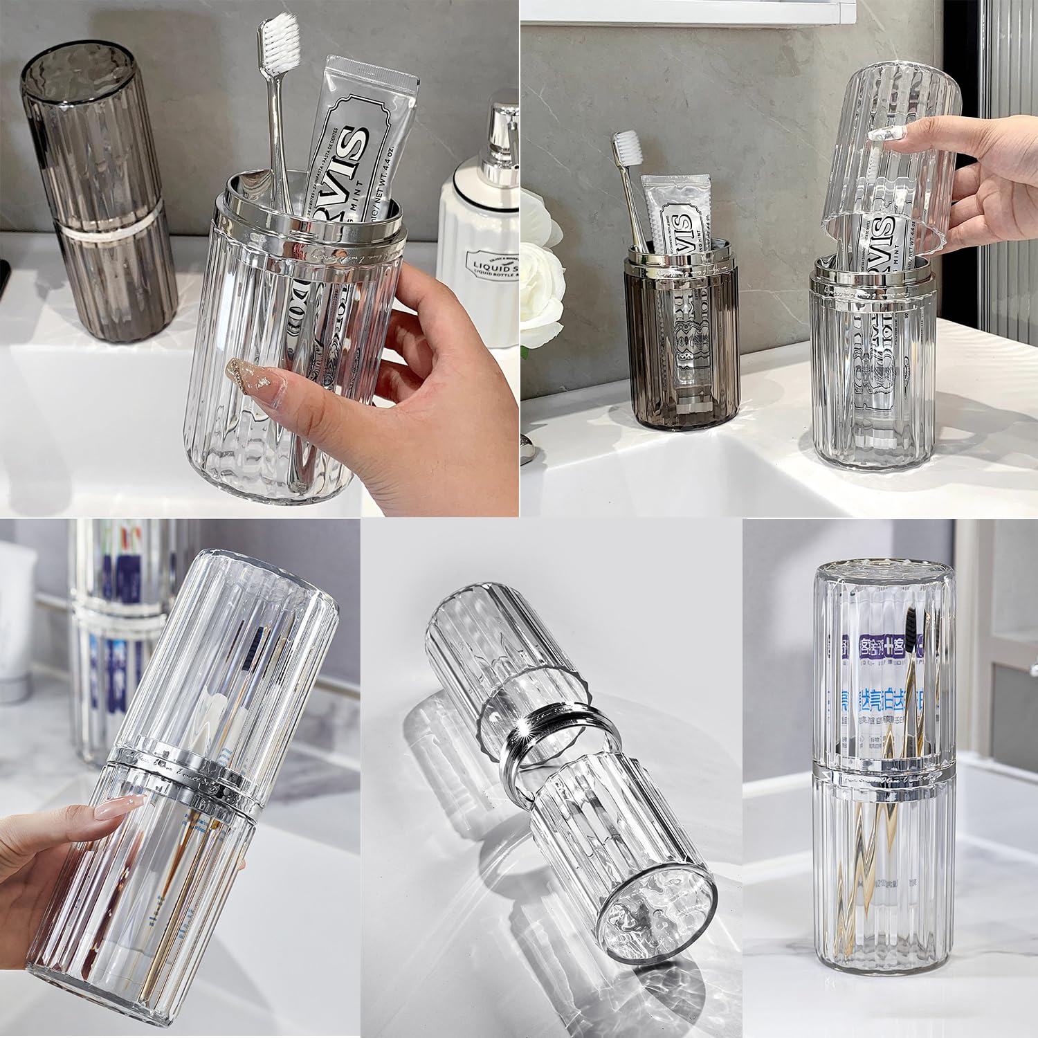 Portable Travel Toothbrush Holder with Toothpaste Container - Large Waterproof Toothbrush Case for Camping, Business Trips & School - Compact Bathroom Organizer for On-the-Go Oral Care